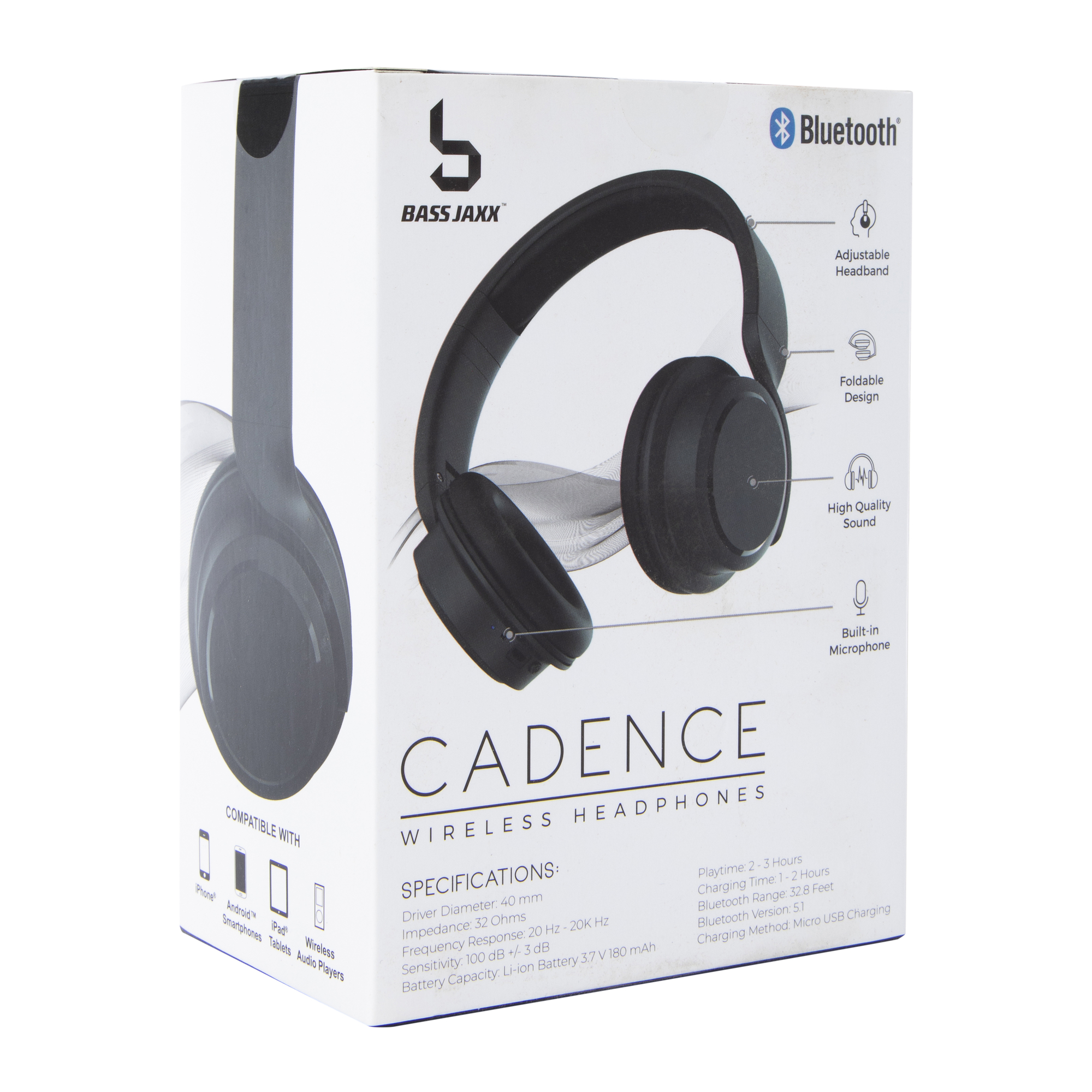 cadence bluetooth® on ear headphones with mic