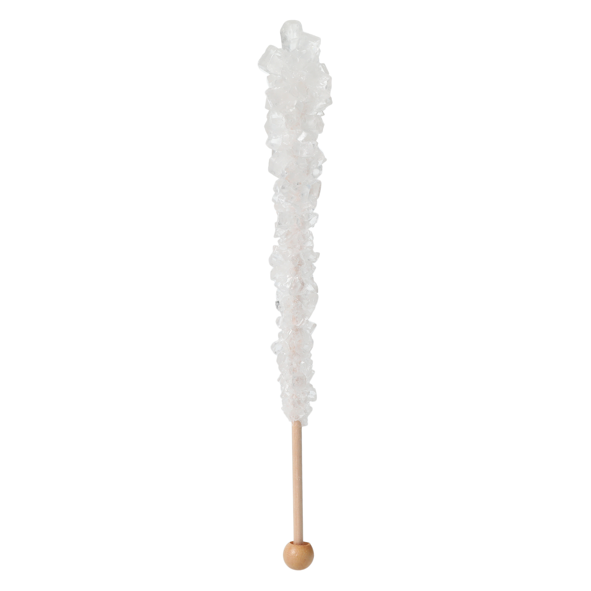 white sugar rock candy on a stick