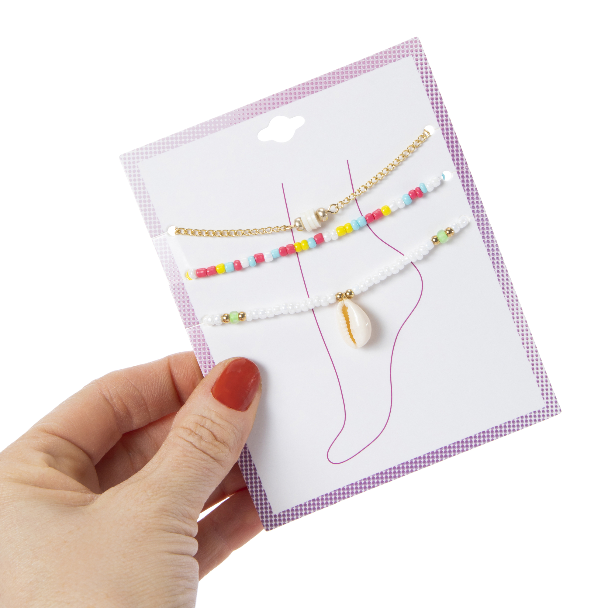 Layered Anklet Set 3-Piece - Shell