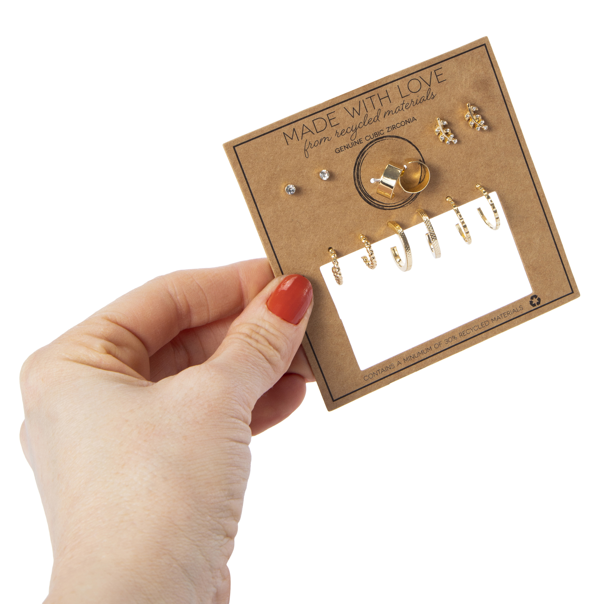 made with love recycled material earrings 6-piece set