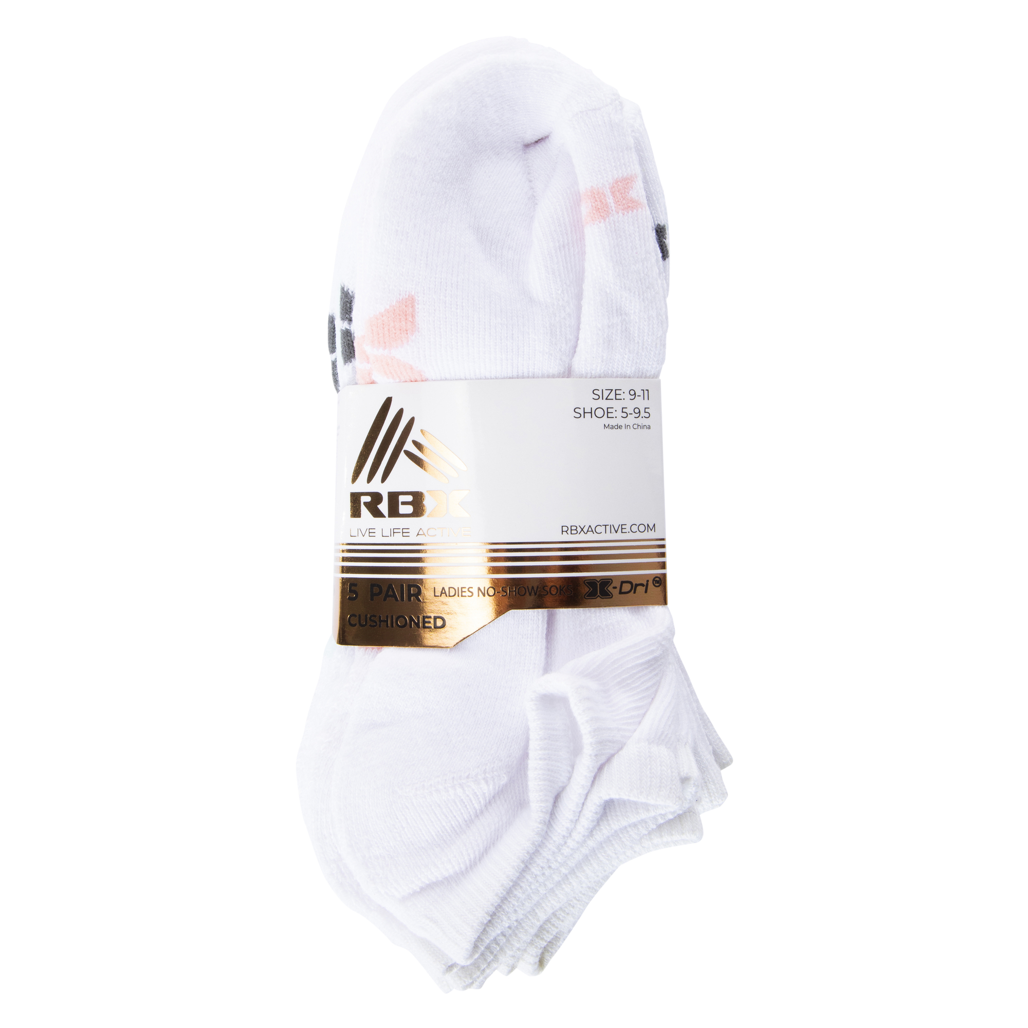 Ladies Rbx® No-Show Socks 5-Pack
