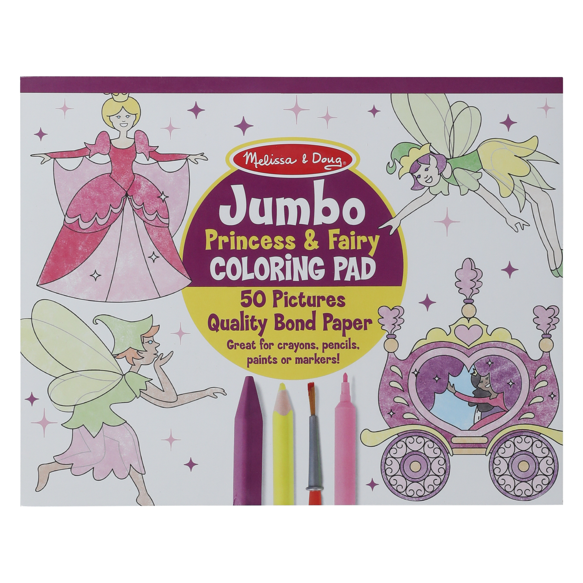 melissa & doug® jumbo princess & fairy coloring pad