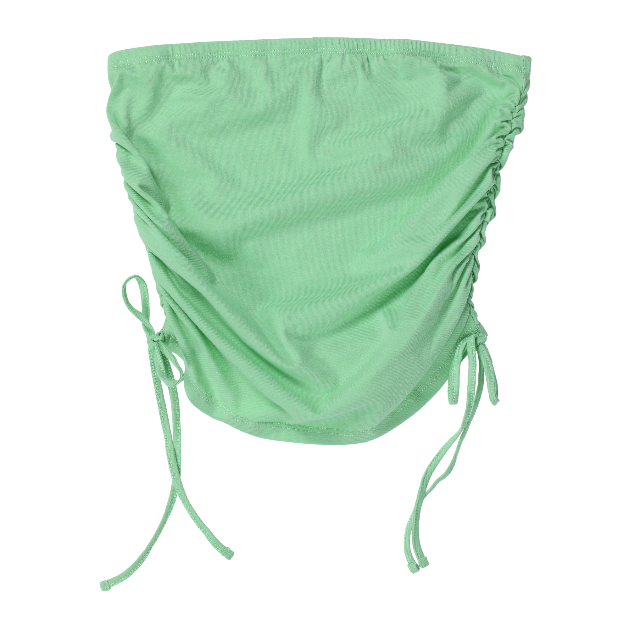 green ruched side-tie tube top