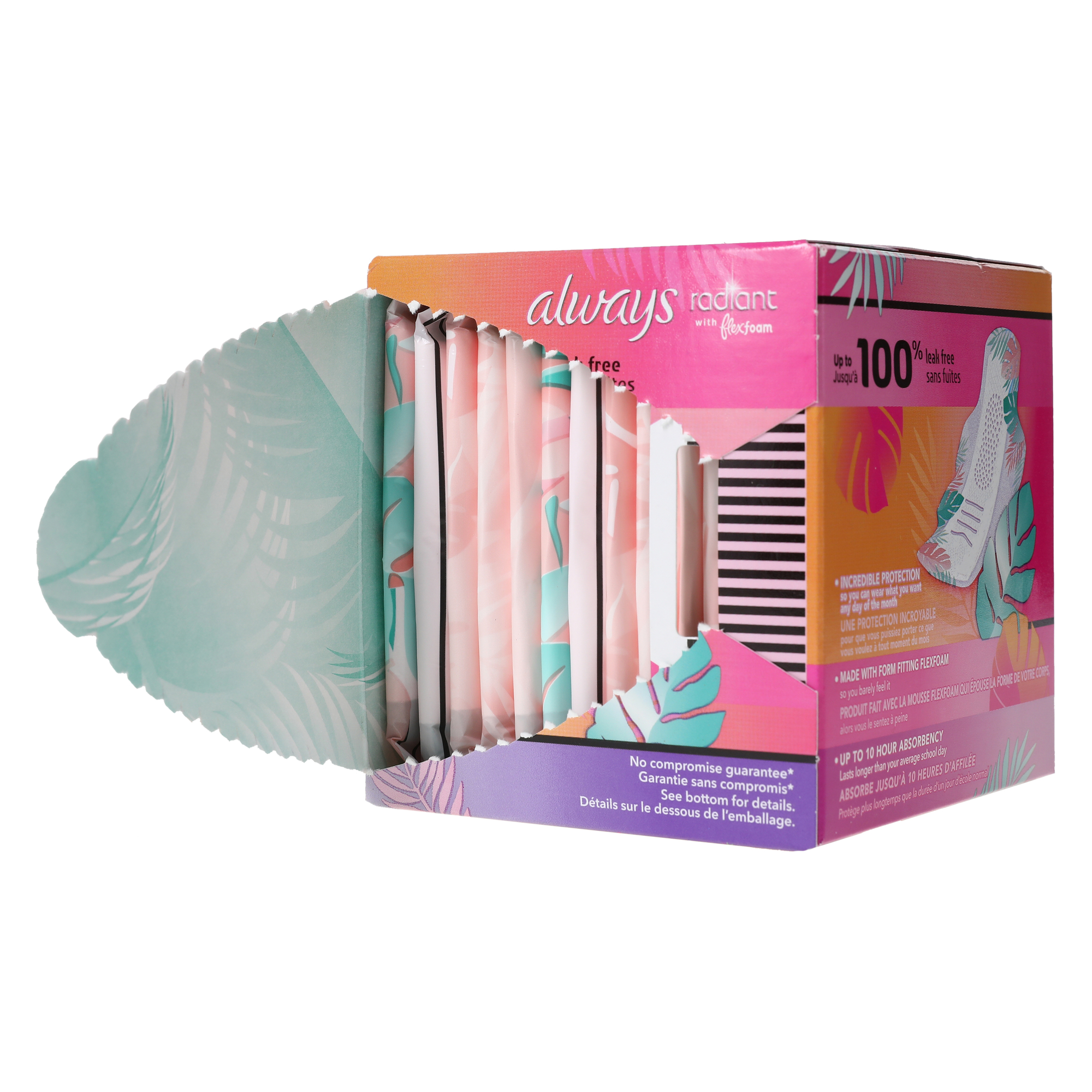 always® teen™ radiant with flex foam™ size 1 regular pads 14-count