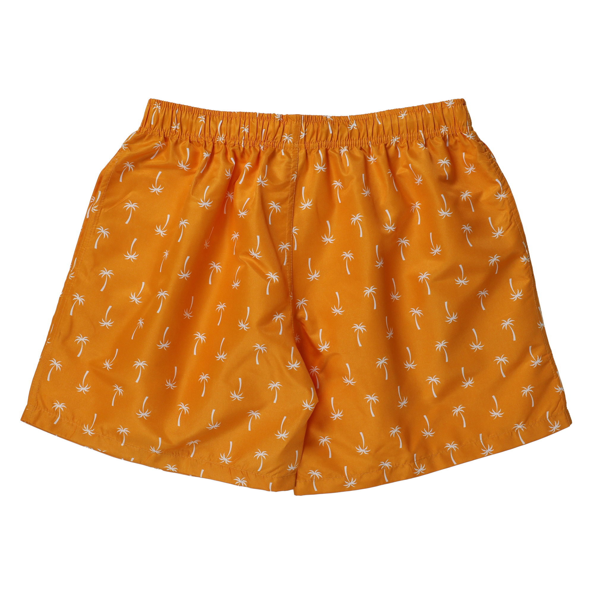 young mens orange palm tree swim shorts