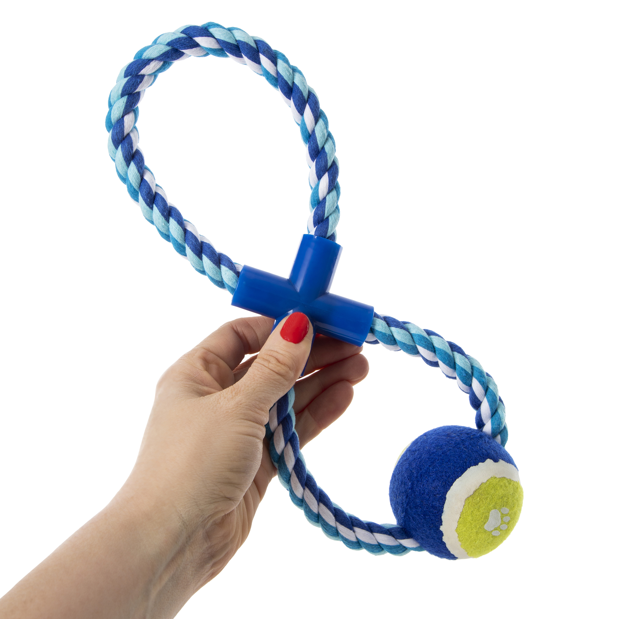 rope & tennis ball dog toy 10.6in