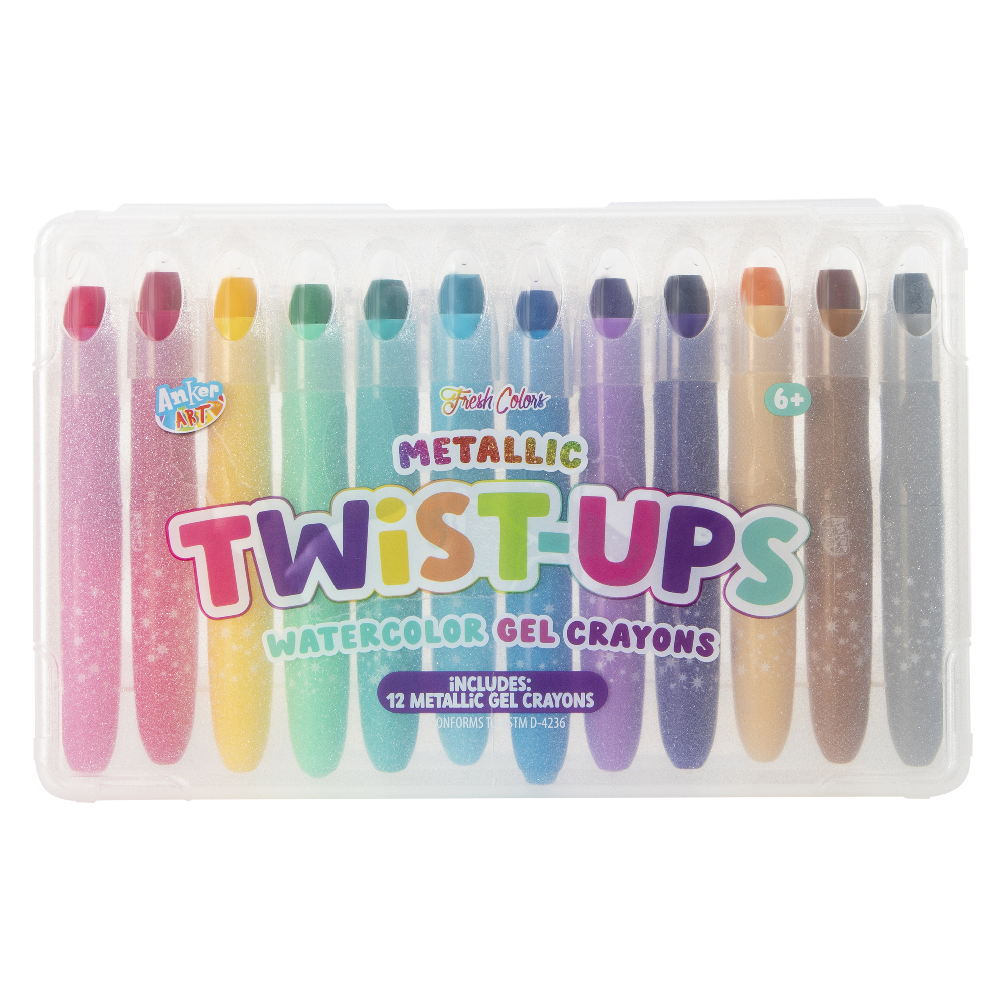 anker art metallic twist-ups watercolor gel crayons 12-count