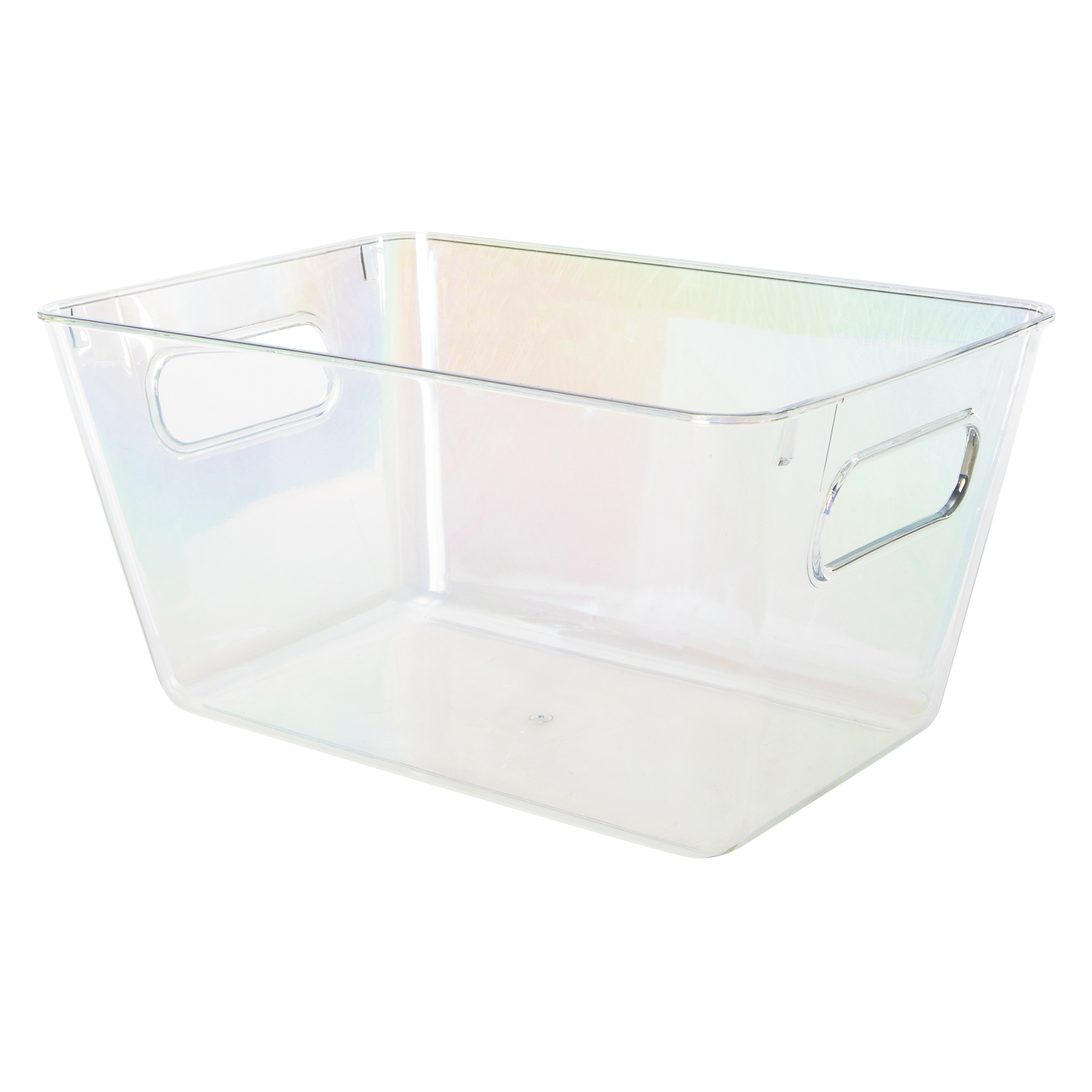 clear iridescent storage bin