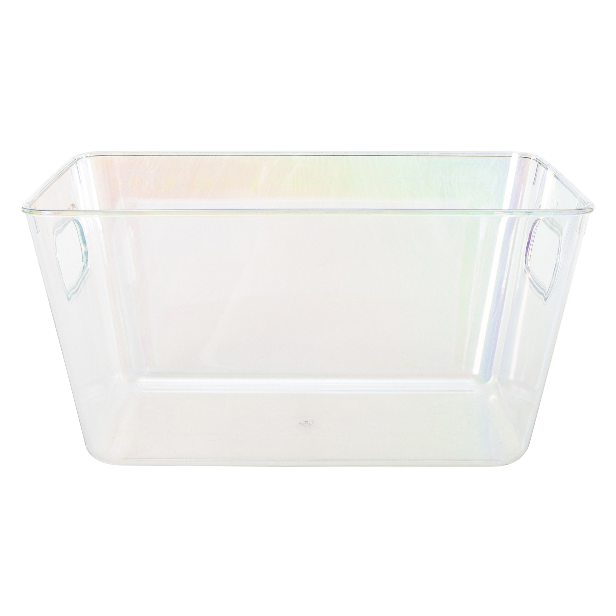 clear iridescent storage bin