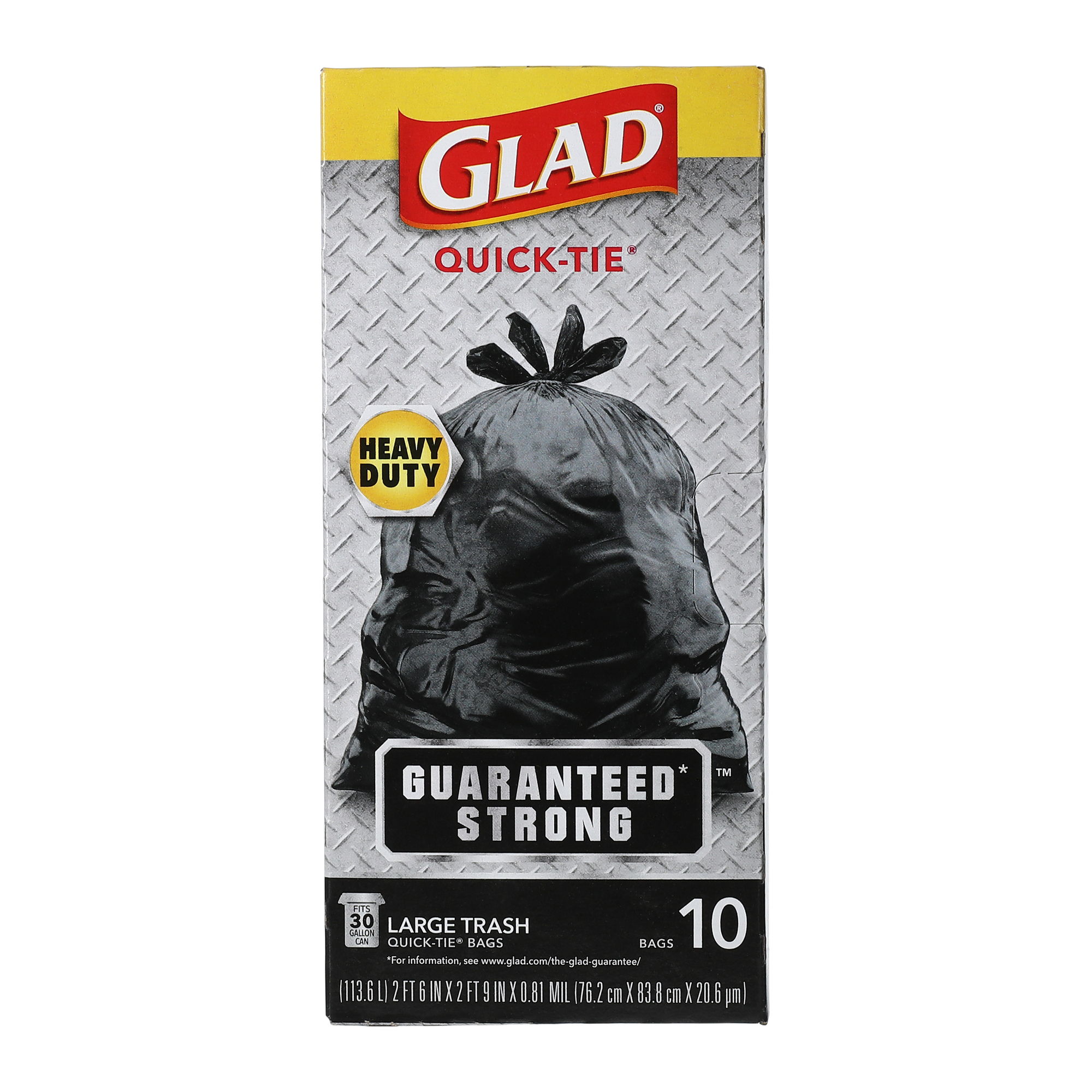 glad® 30-gallon quick-tie heavy duty trash bags 10-count