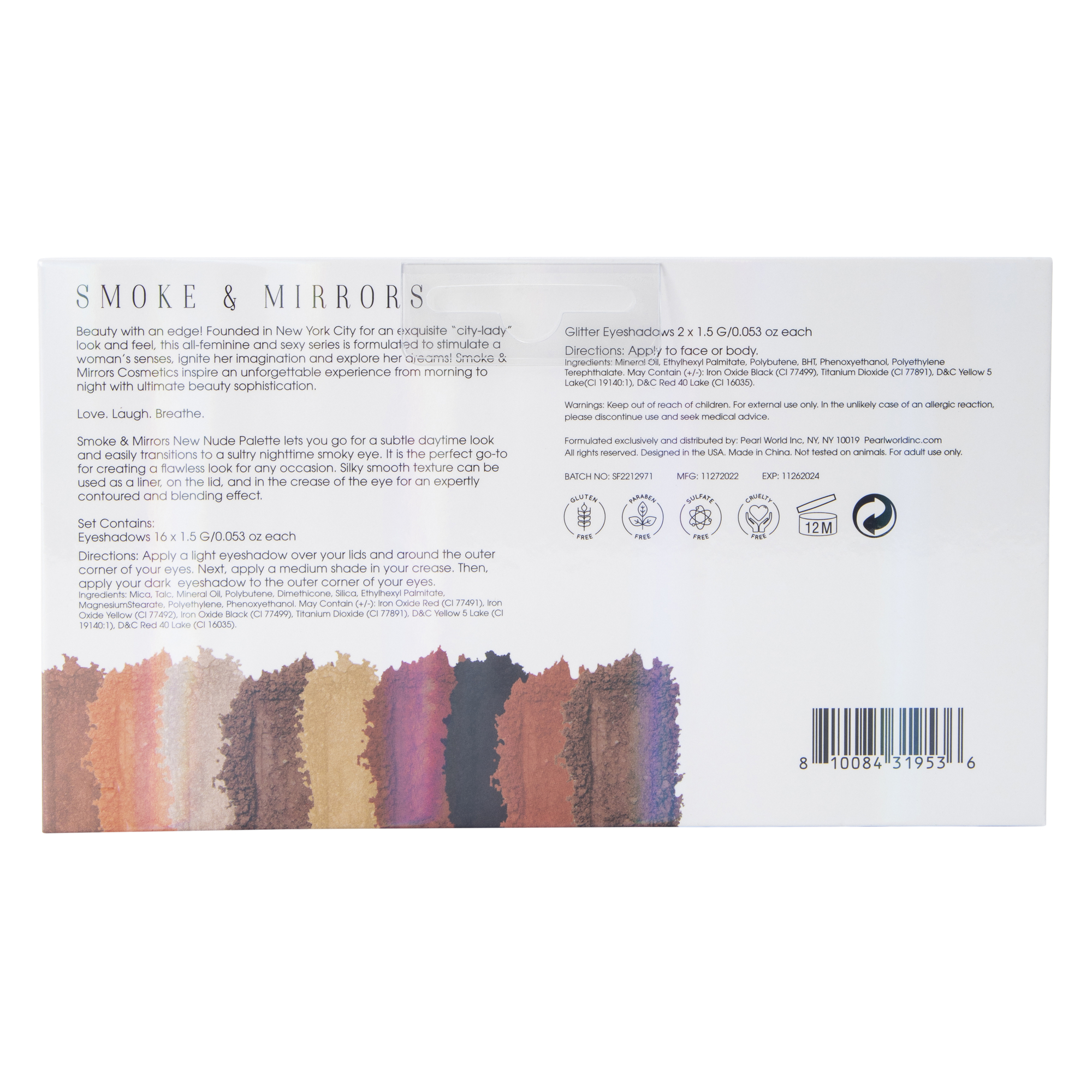 smoke & mirrors new nude eyeshadow palette 18-piece