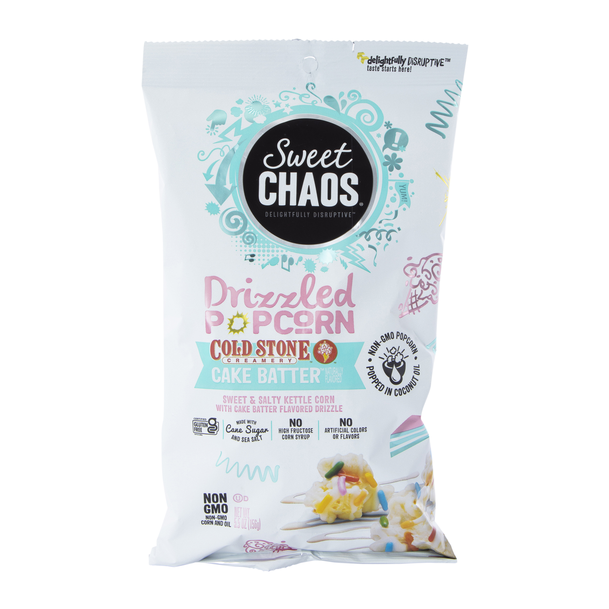sweet chaos® cold stone™ cake batter drizzled popcorn 5.5oz