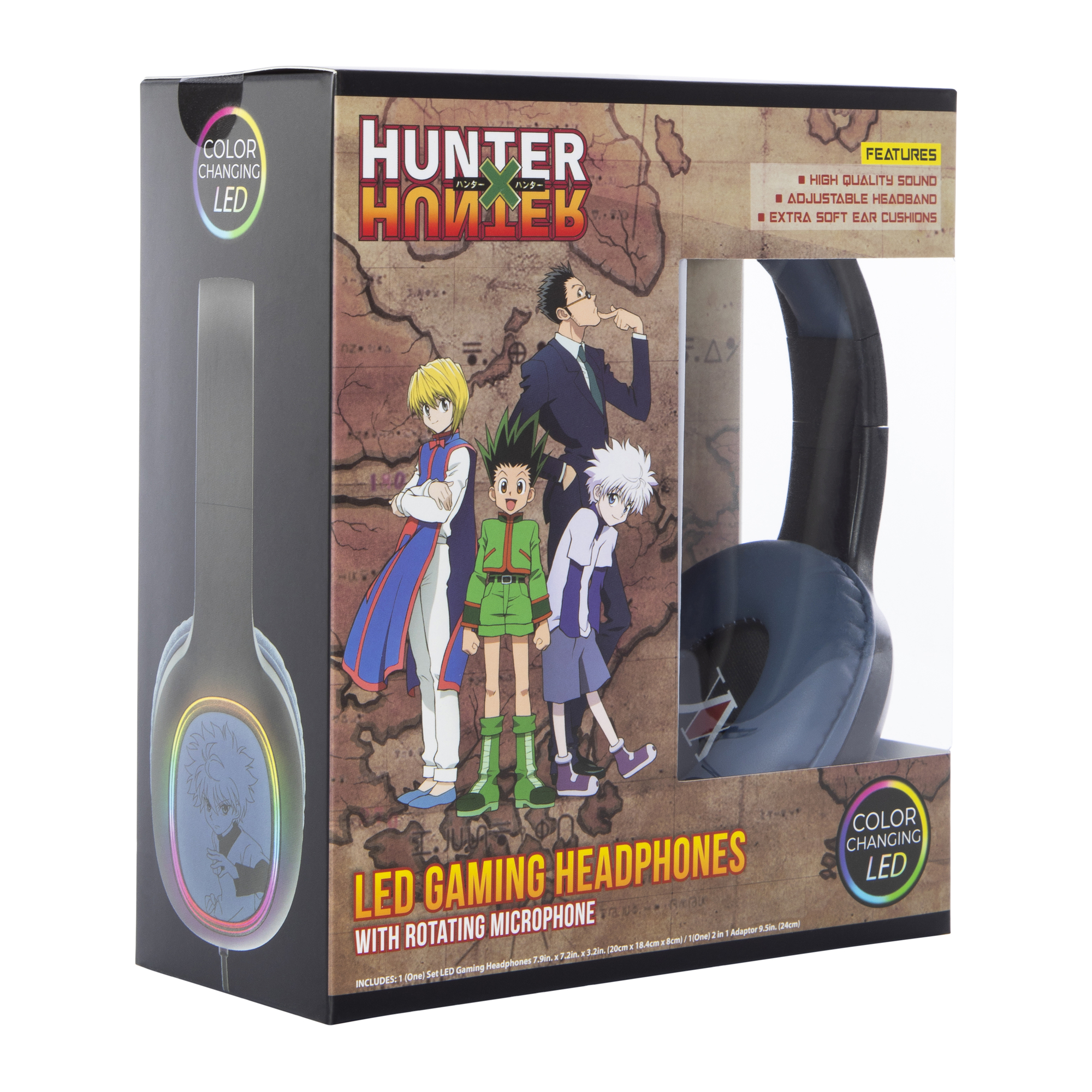 hunter x hunter wired LED gaming headphones with rotating