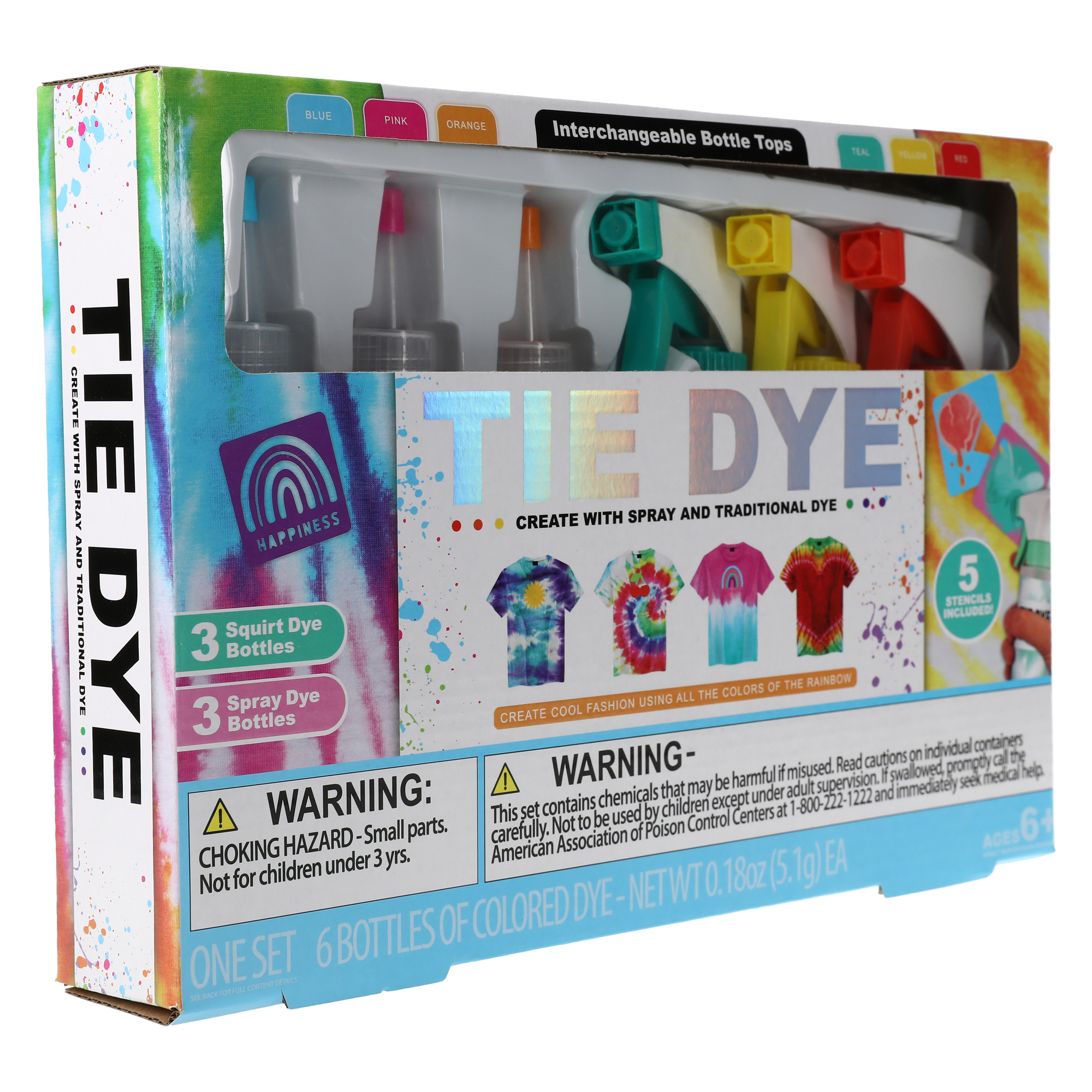 tie dye kit with 6 dyes & stencils