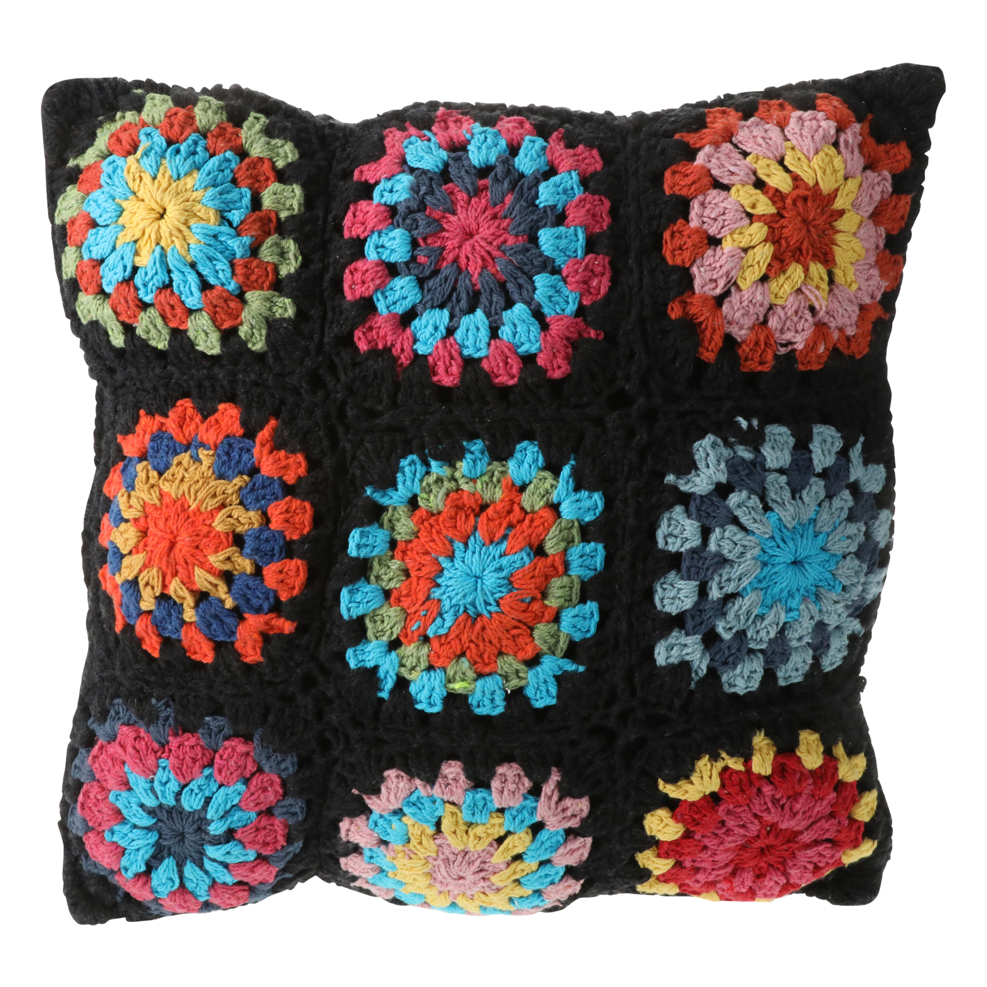 granny square crochet pillow 16in