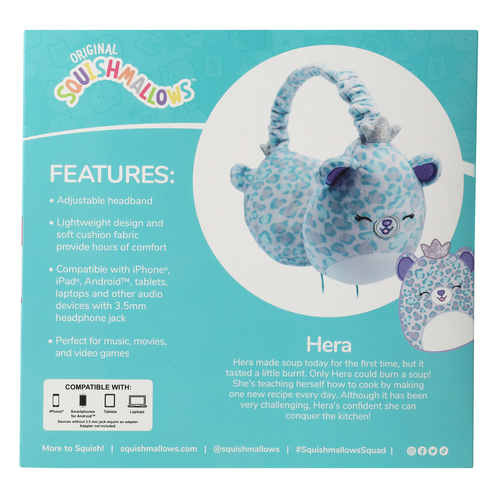 squishmallows™ plush wired headphones