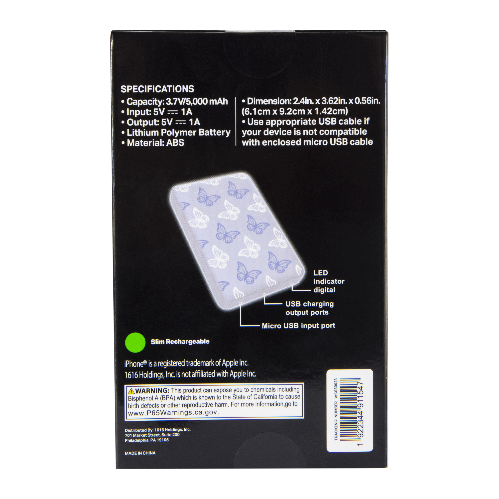 5000mAh Slim Rechargeable Print Power Bank