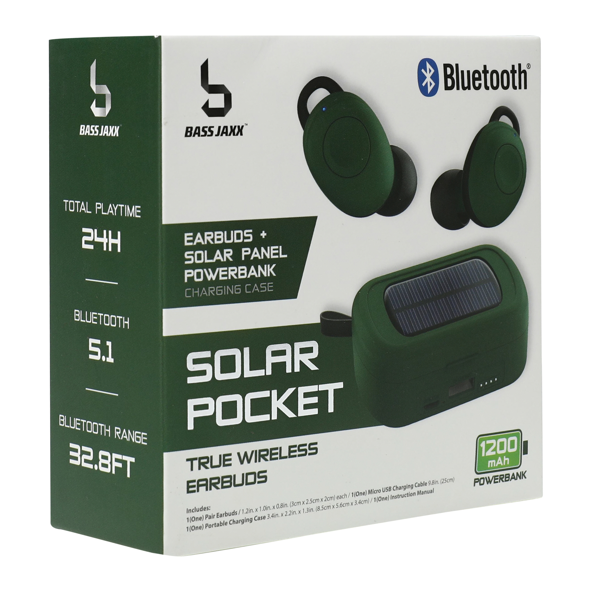 Bluetooth® Earbuds With Solar Power Bank Charging Case