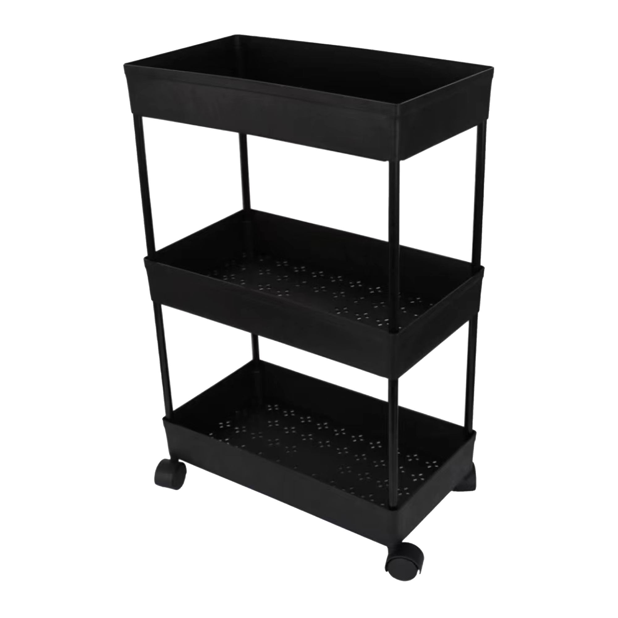 3-tier plastic rolling cart 15.75in  x 24.4in