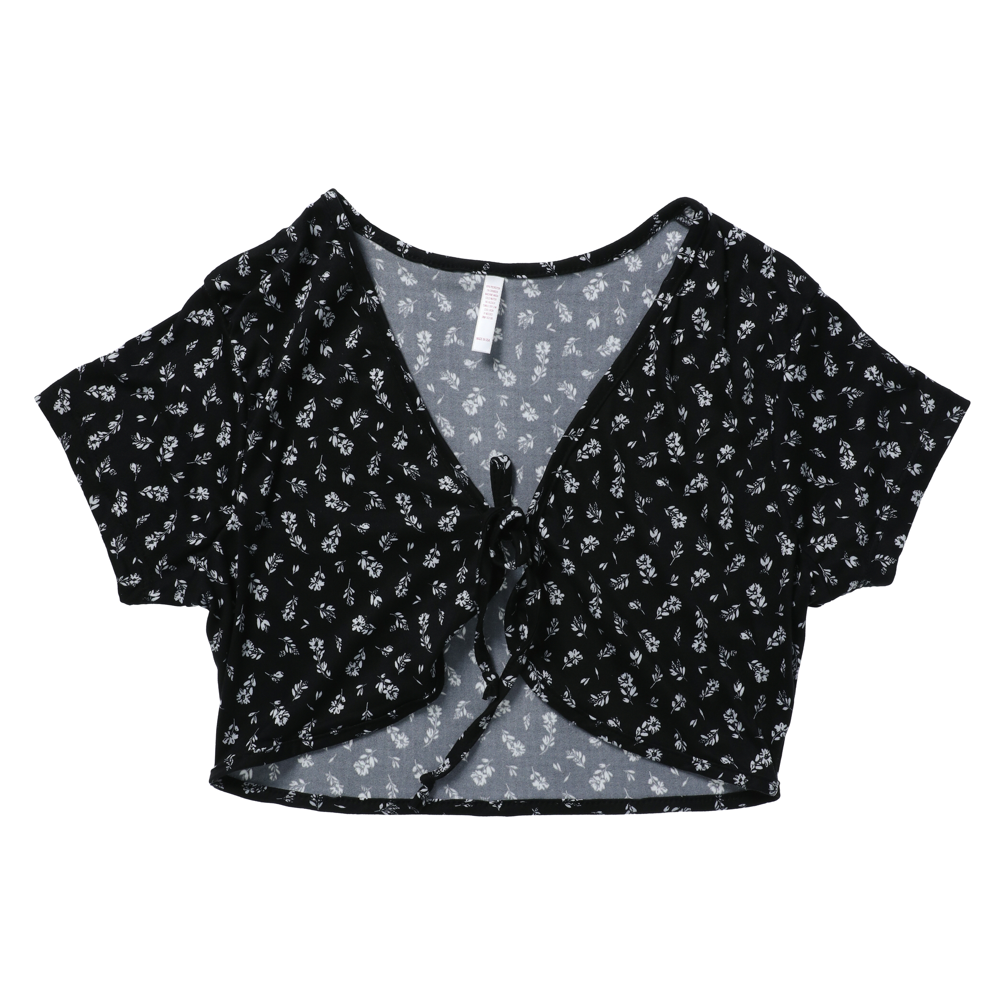 white short sleeve tie-front cardigan