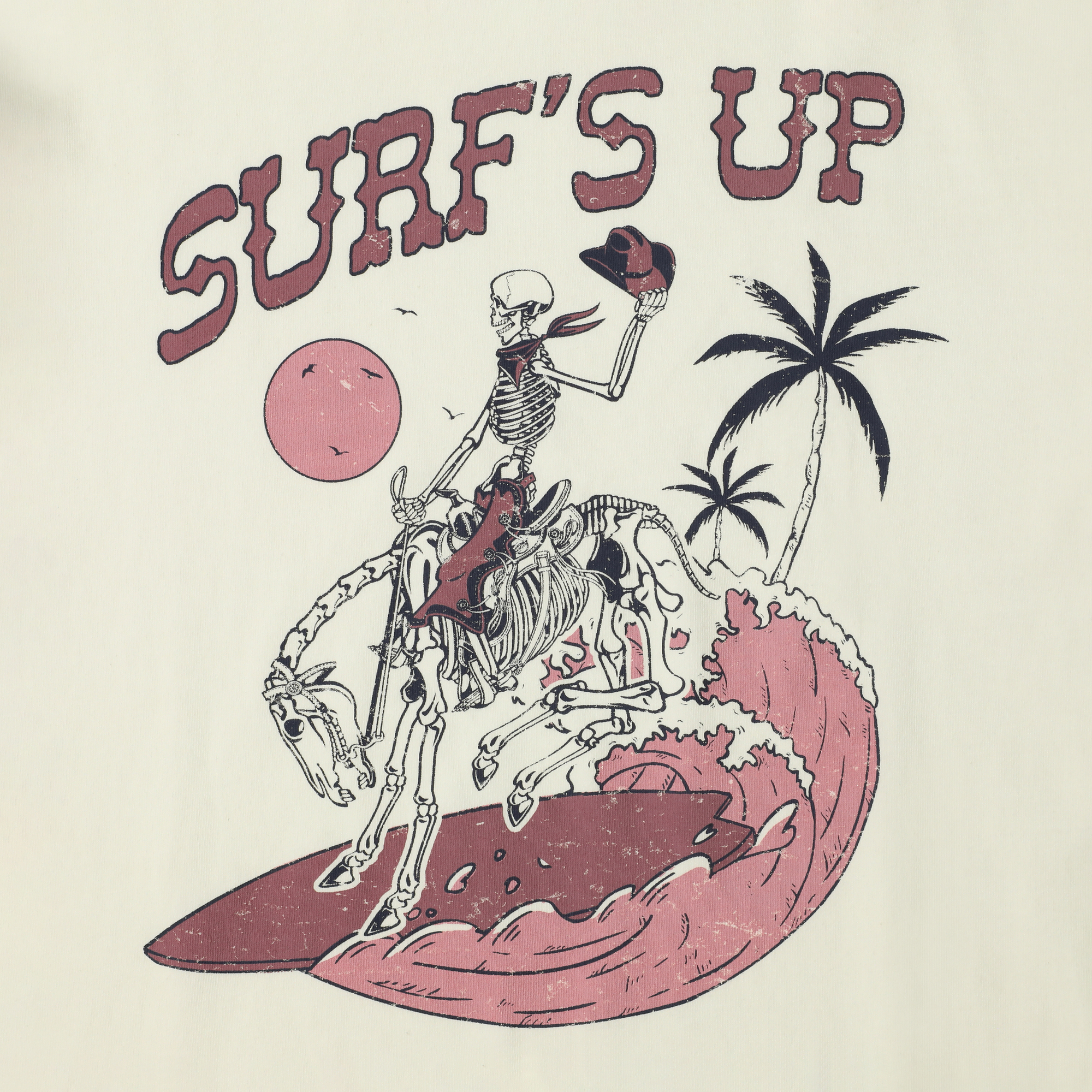 skeleton cowboy 'surf's up' graphic tee