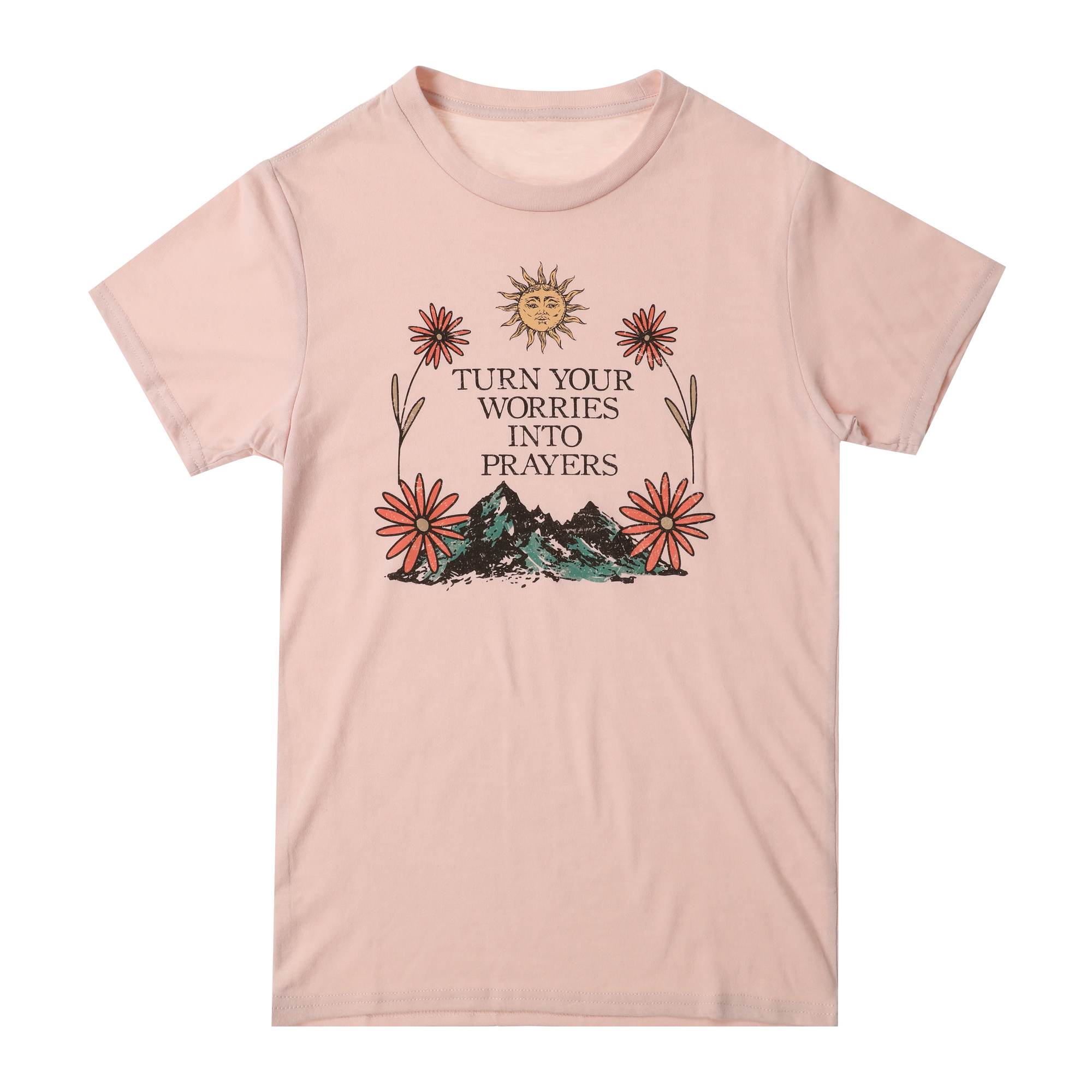 'turn your worries into prayers' graphic tee