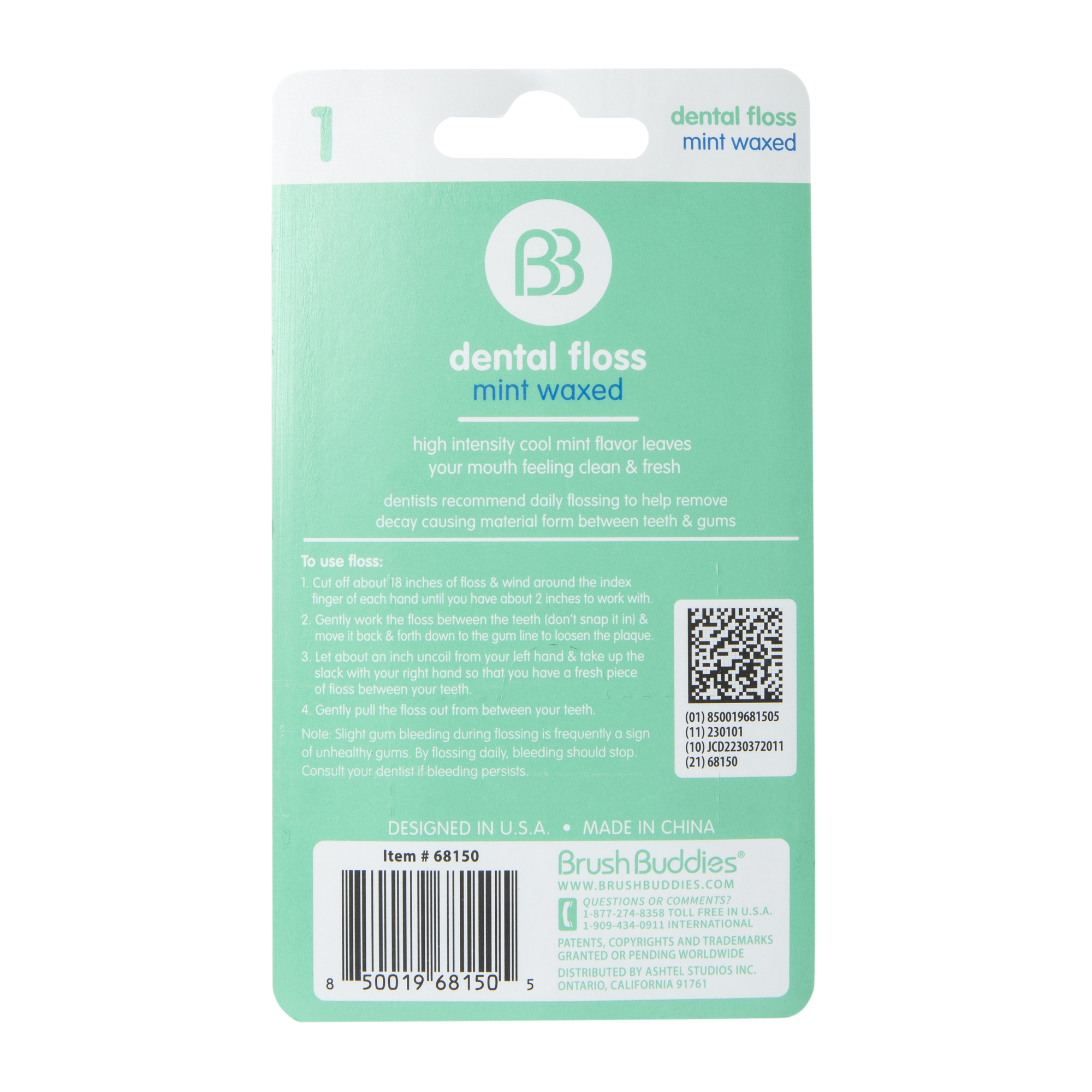 bb fresh mint waxed dental floss 100yd