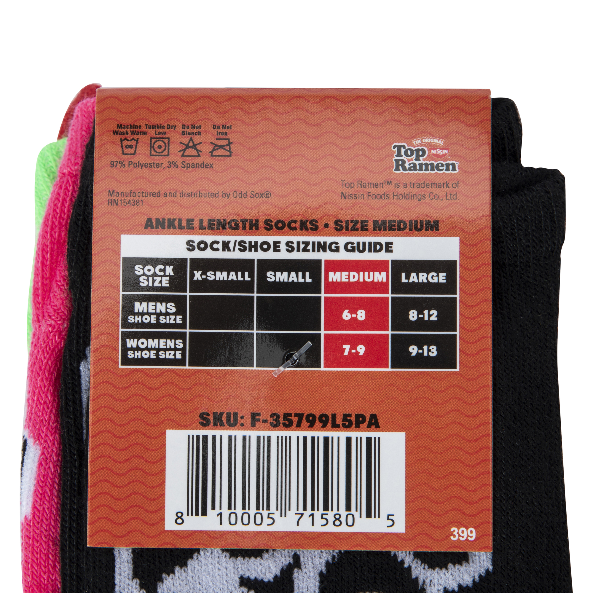 top ramen™ ladies ankle socks 5-pack