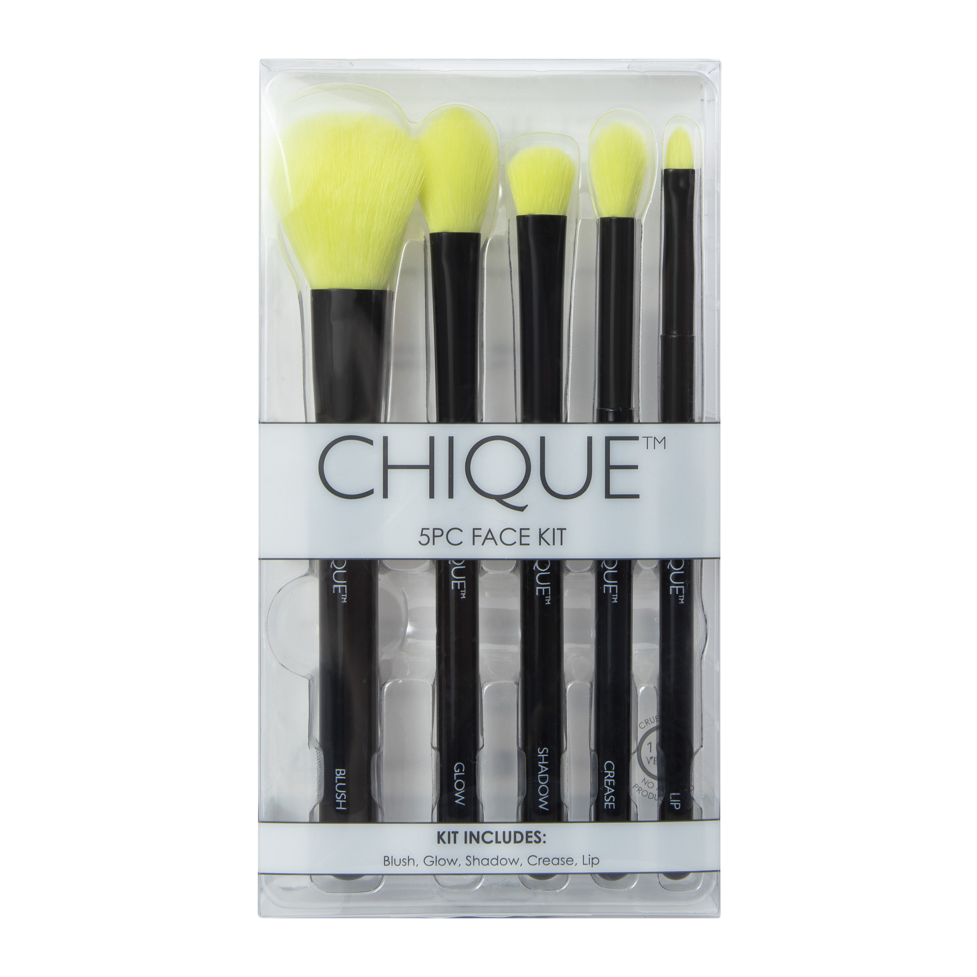 Chique™ Makeup Brush Kit 5-Count - Neon Yellow
