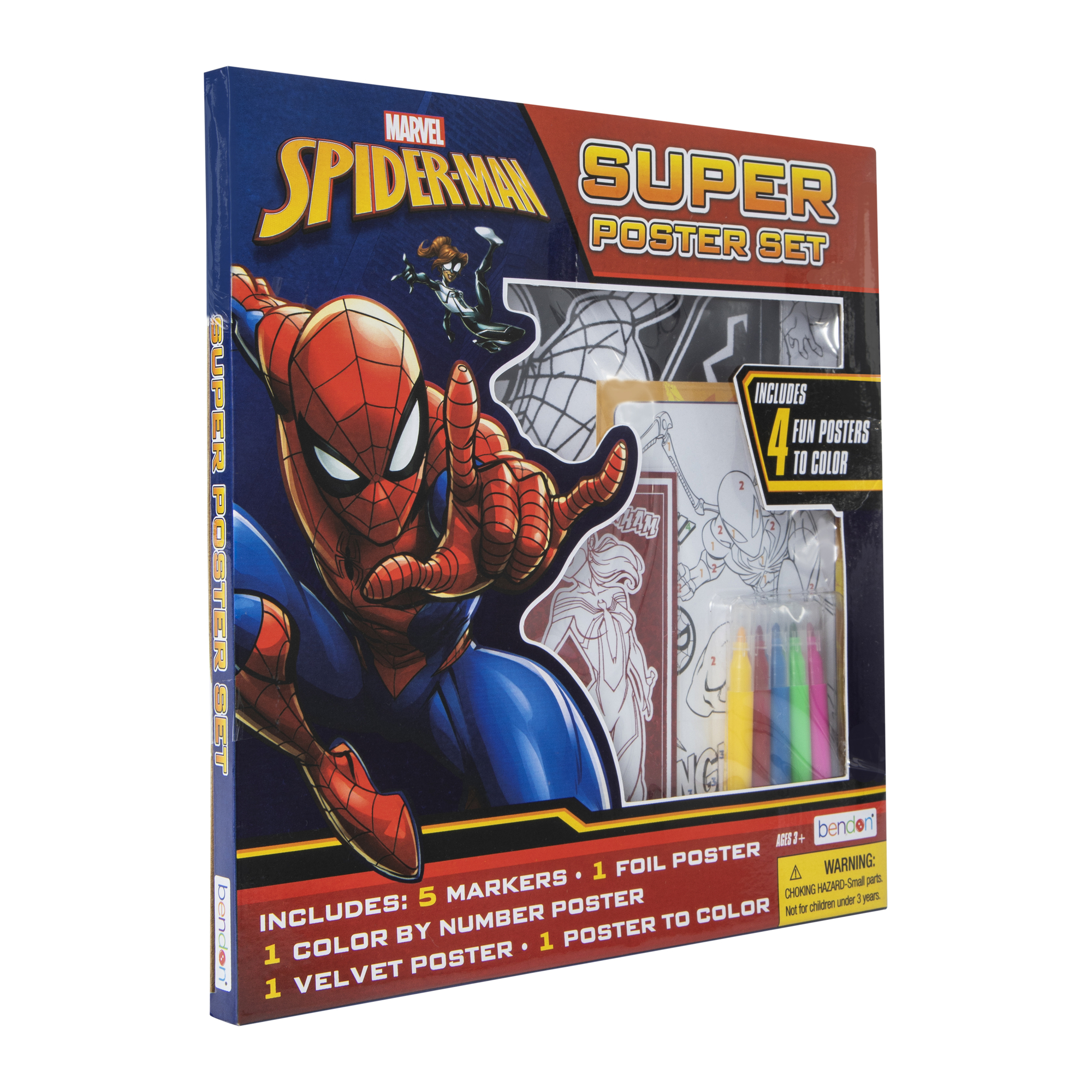 4-Pack Poster Coloring Set With Markers - Spider-Man