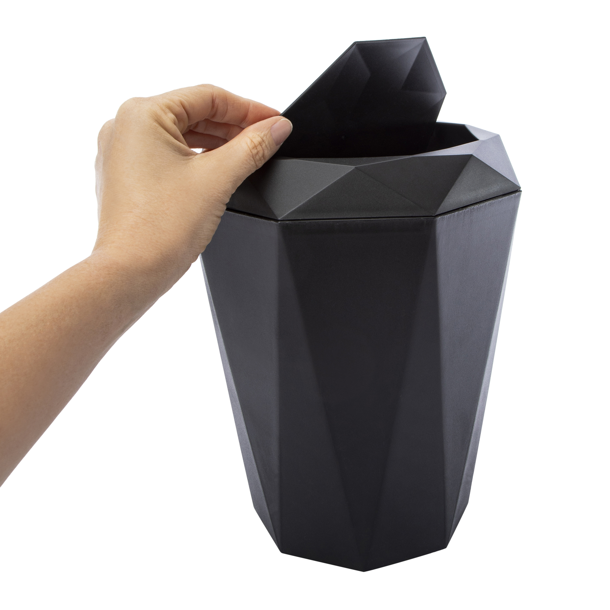 geometric trash can with lid