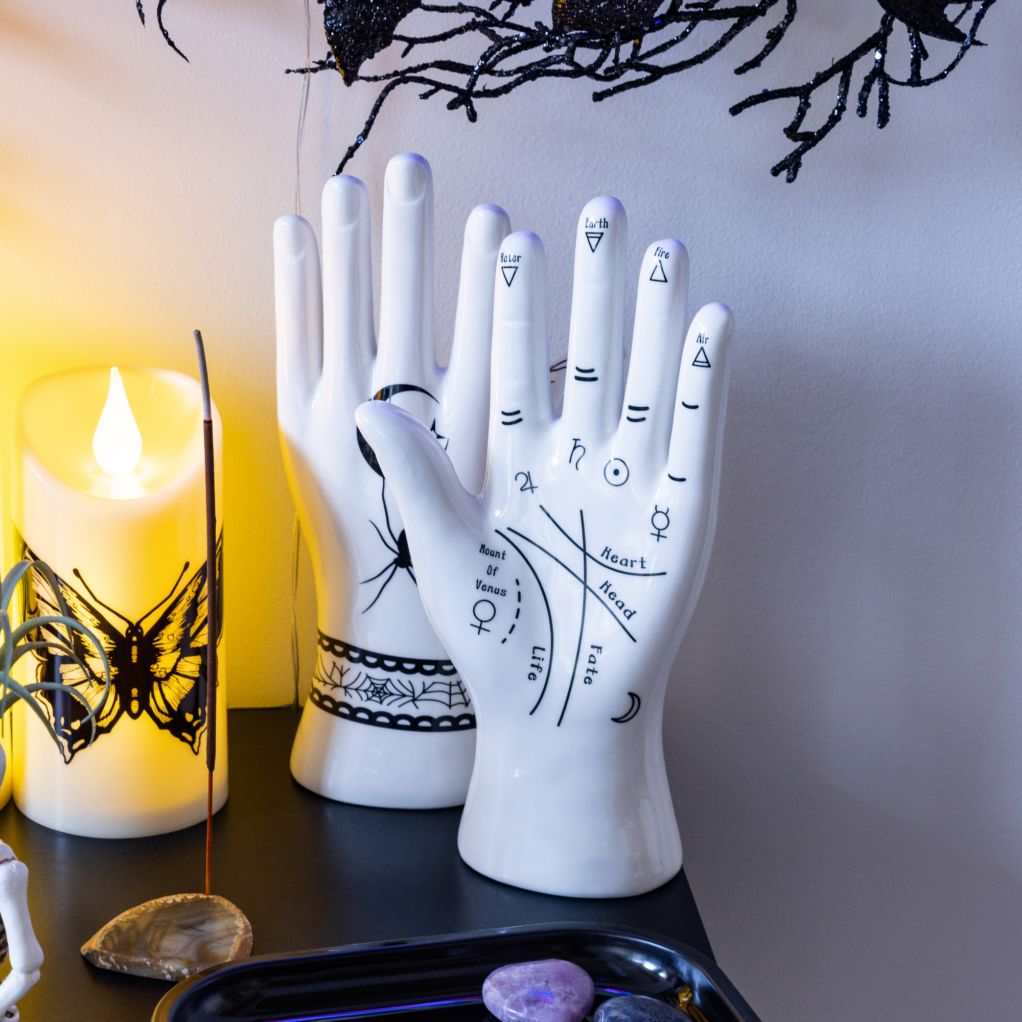 halloween tattoo palm decoration 9in