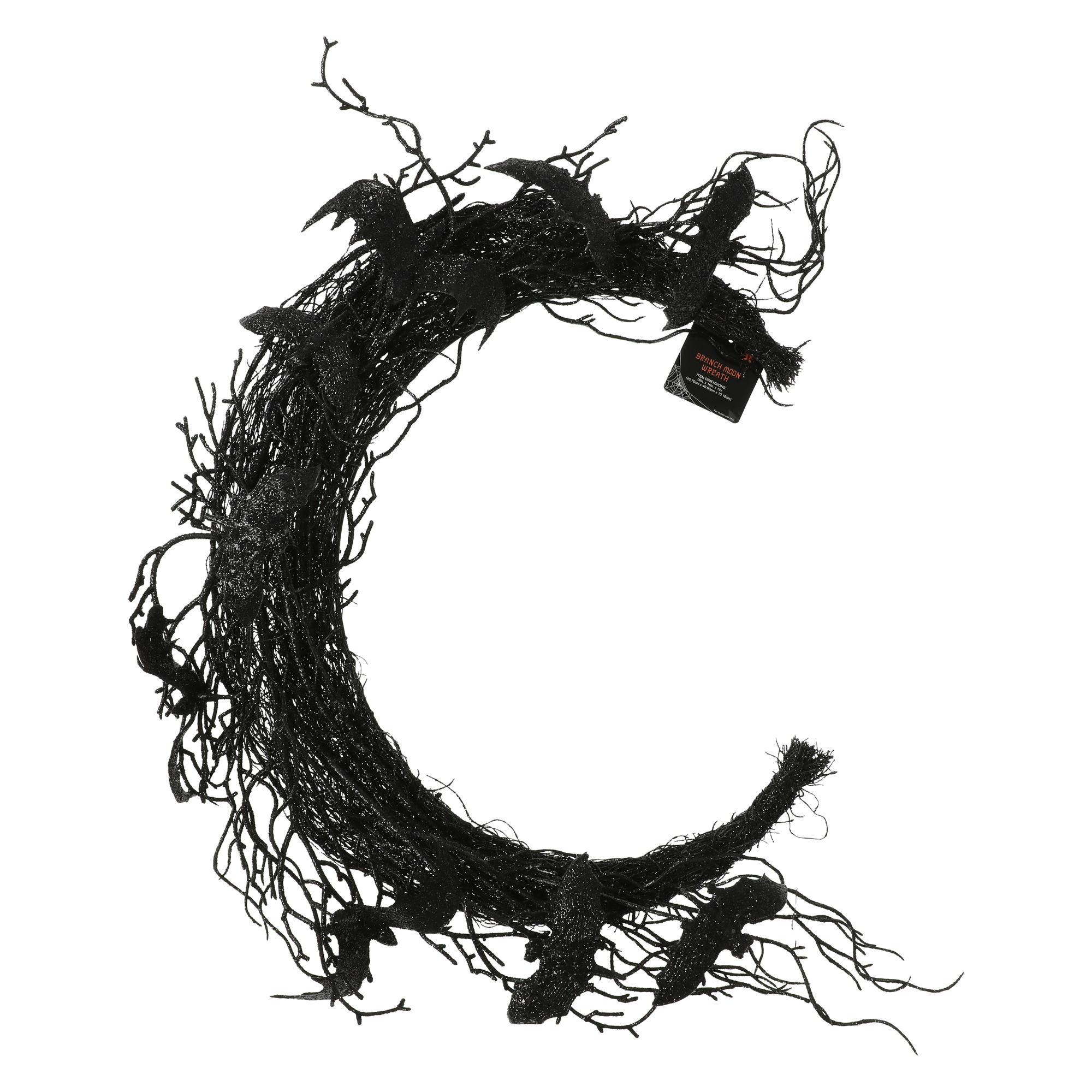 crescent moon halloween branch wreath 18in