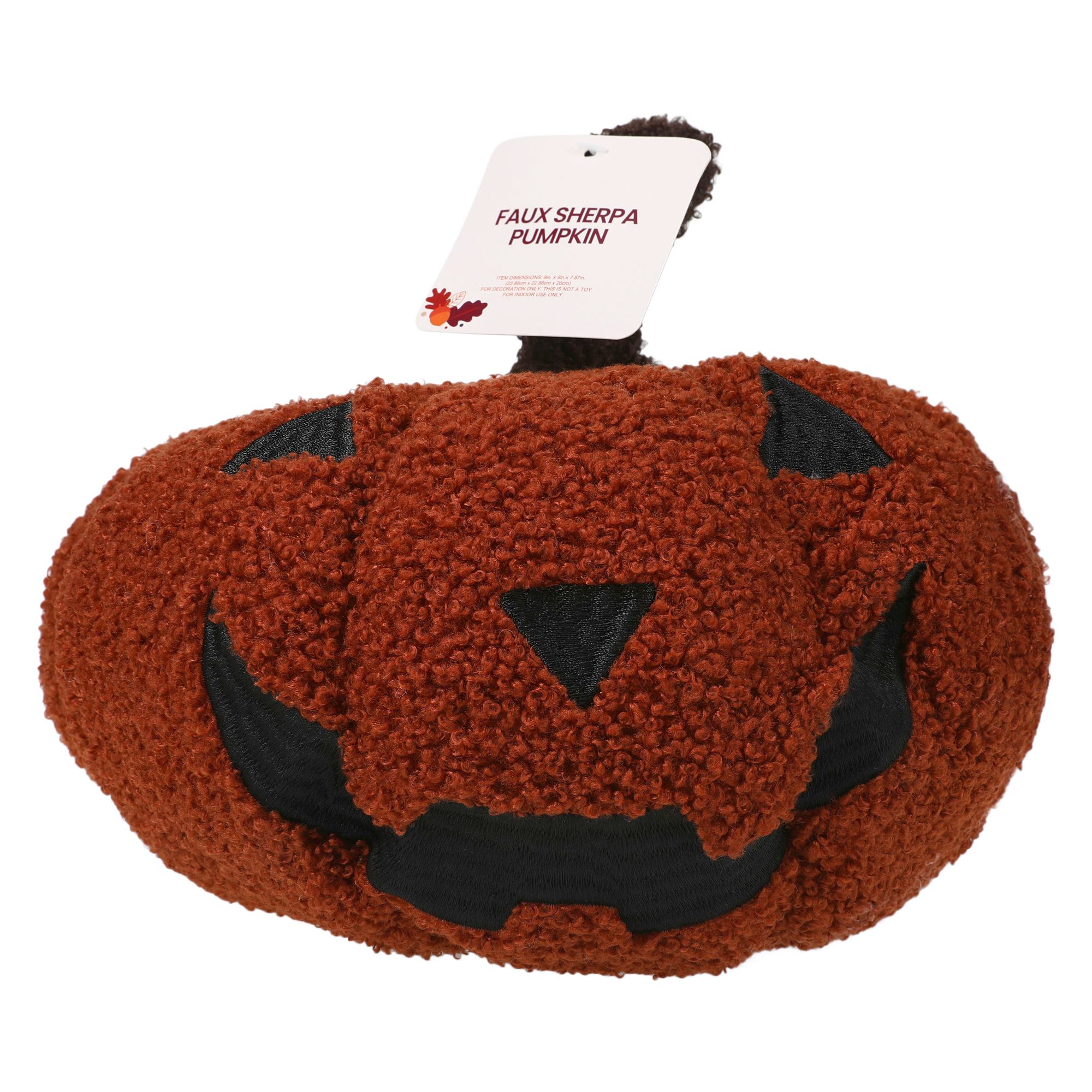 faux sherpa pumpkin pillow 9in x 7.87in