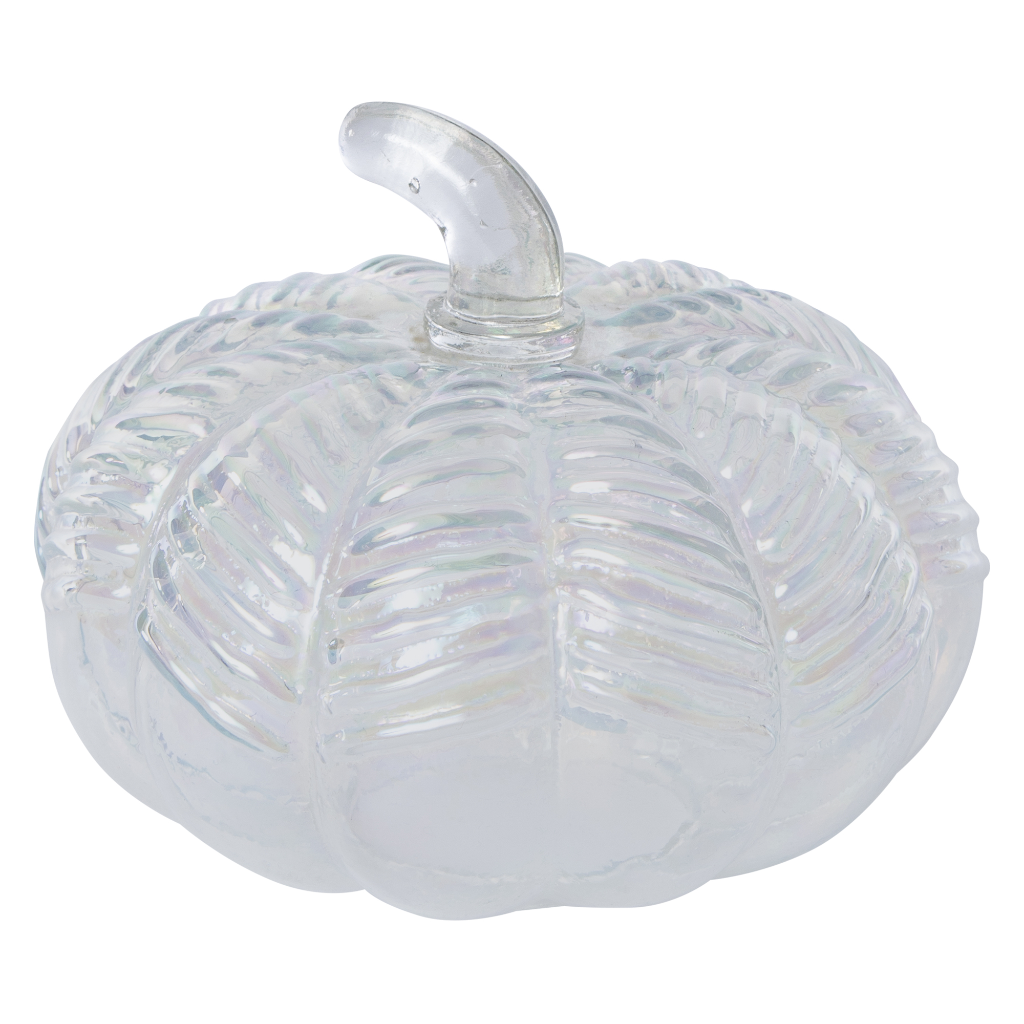 etched glass pumpkin decoration 6in