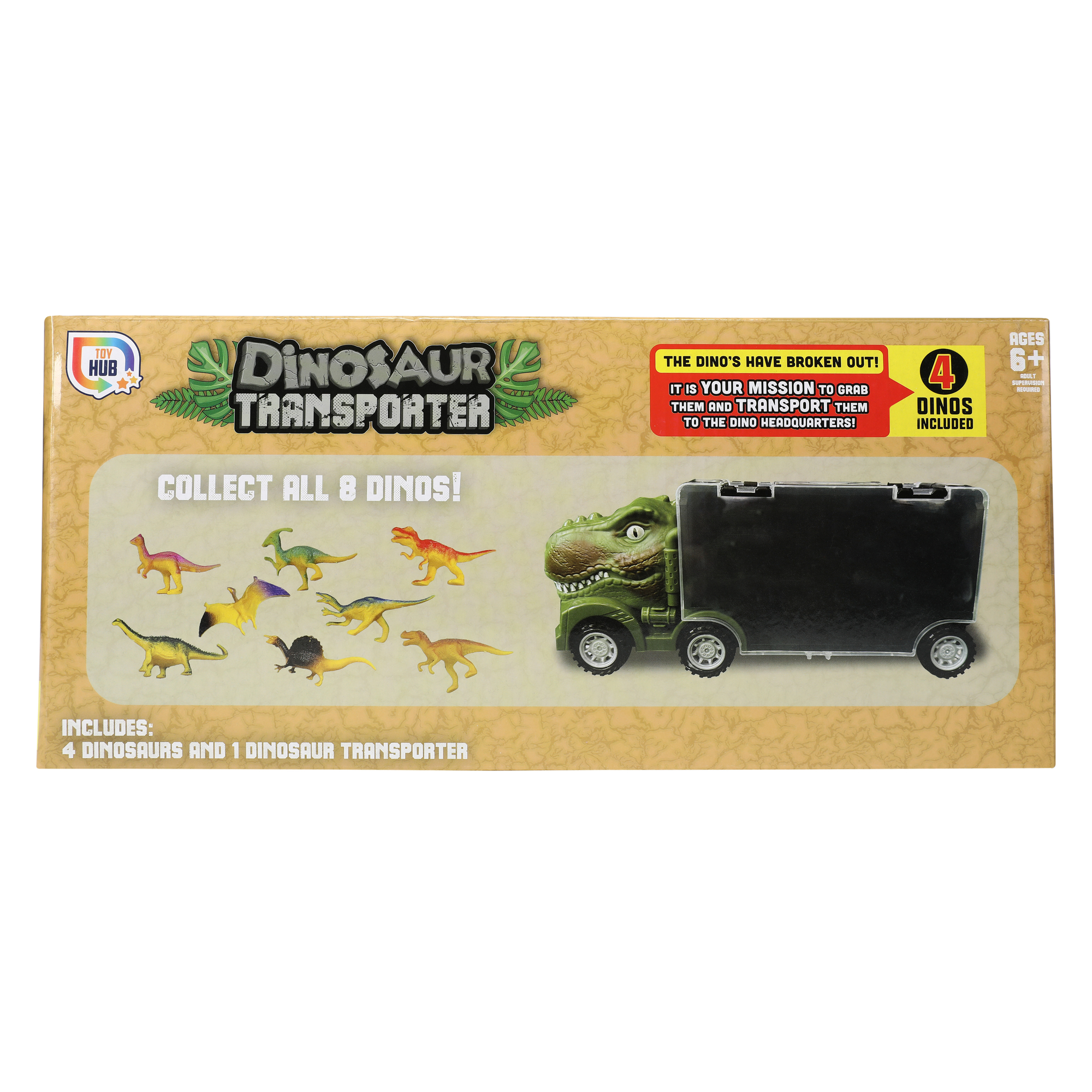 dino transporter truck with 4 dinosaur figures