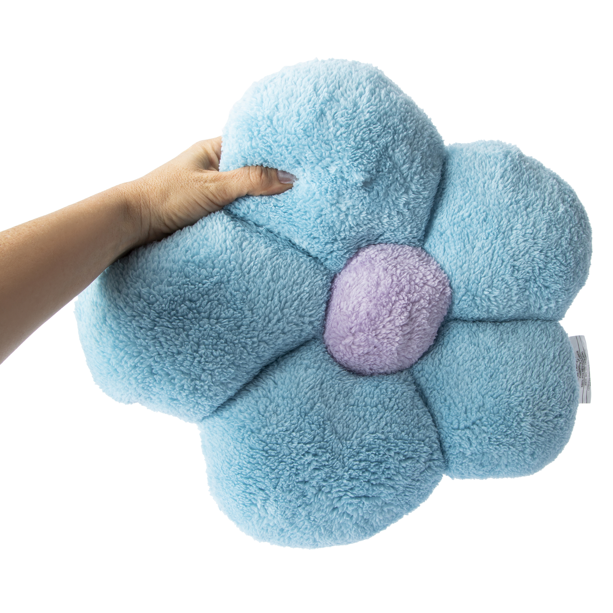 sherpa flower throw pillow 16in