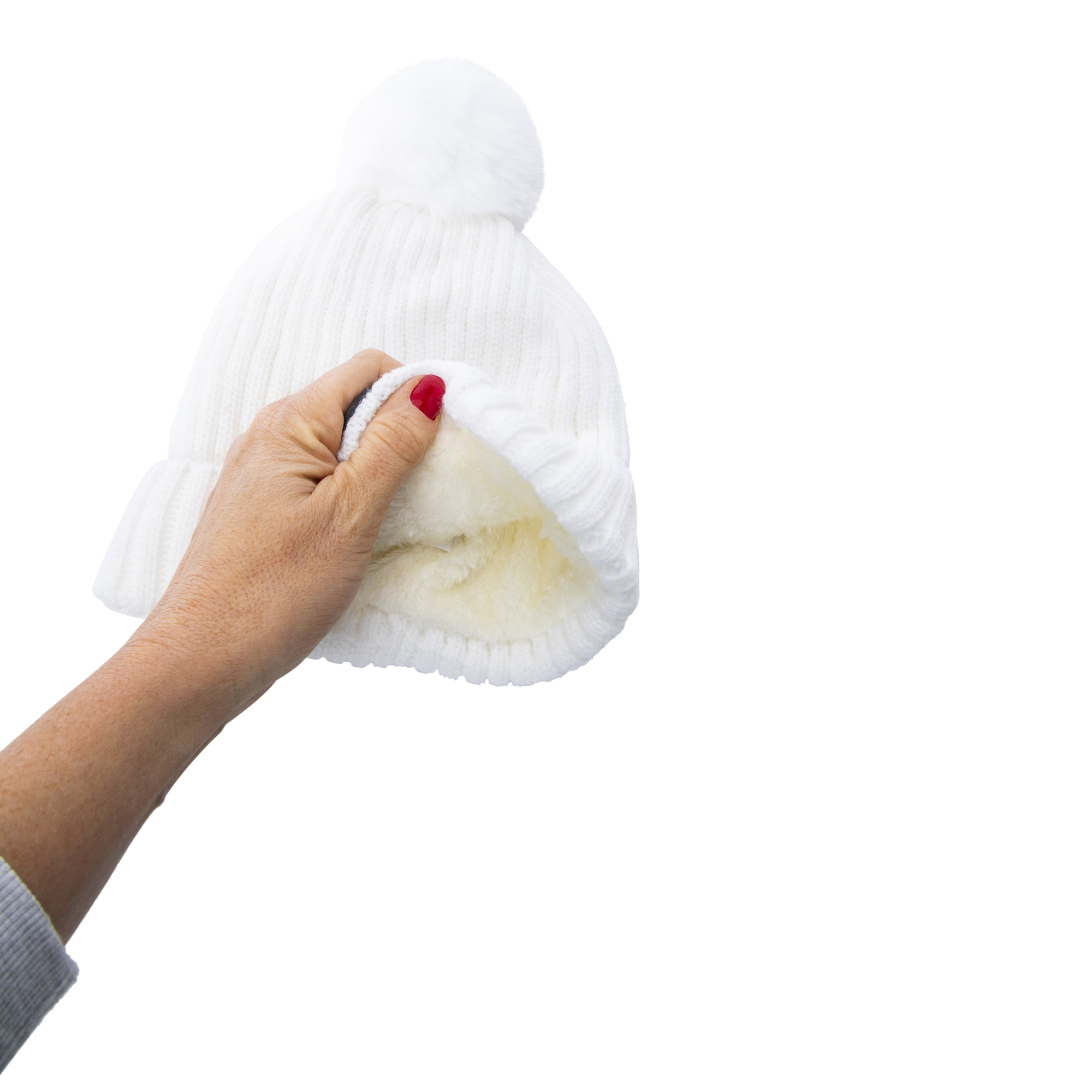 rib knit thermal beanie hat with lining