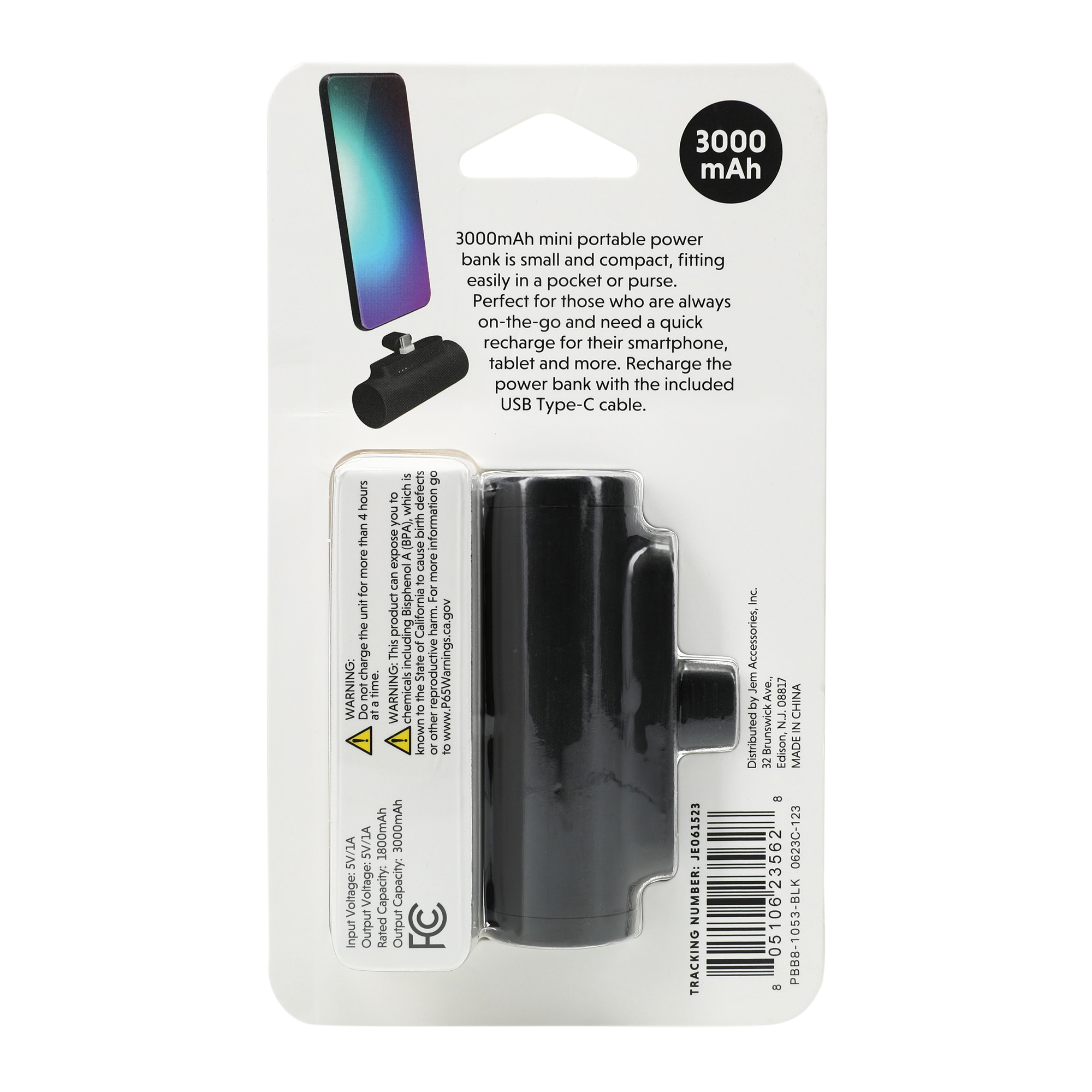 USB-C Portable Mini 3000mAh Power Bank Five Below