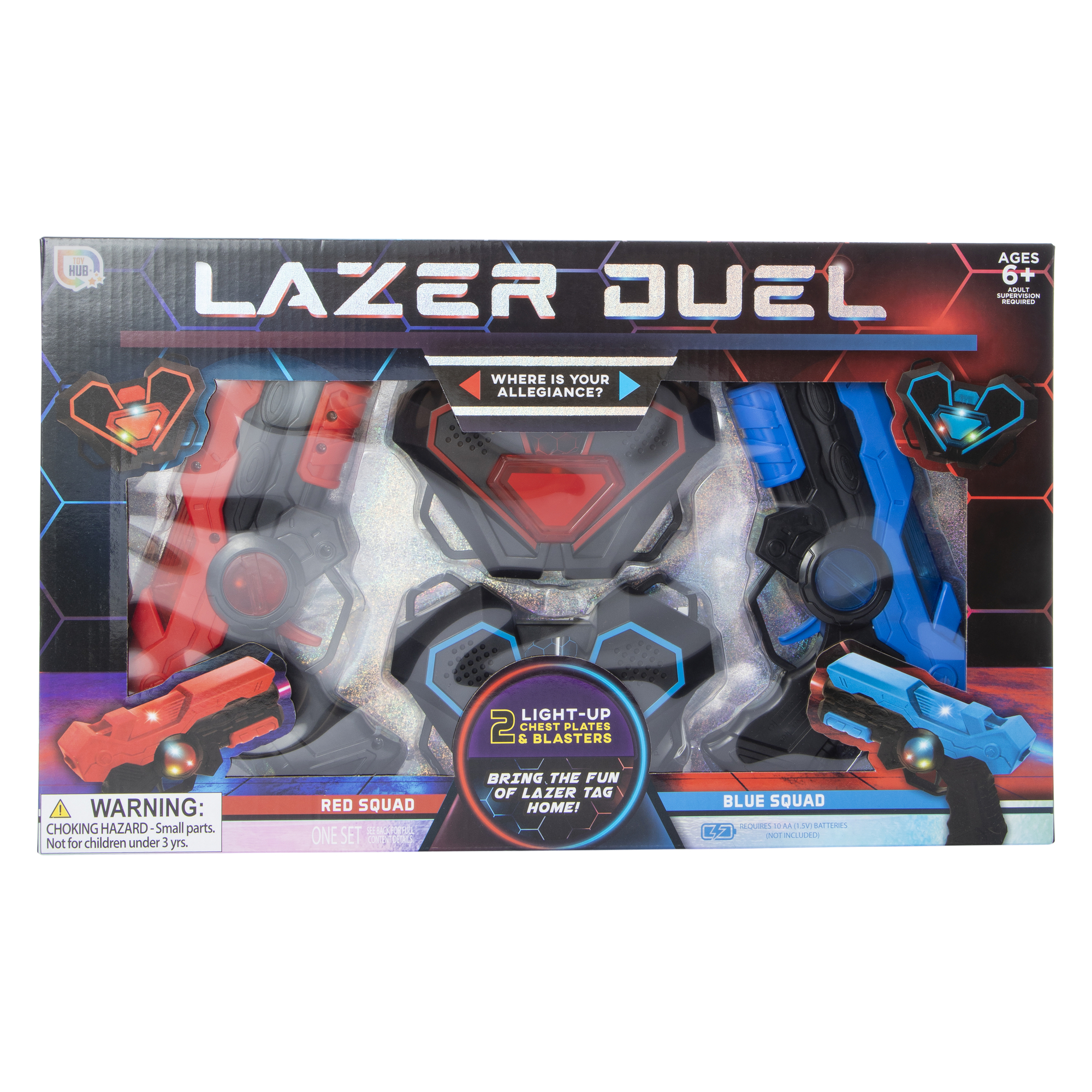 lazer duel 2 light-up chest plates & blasters set