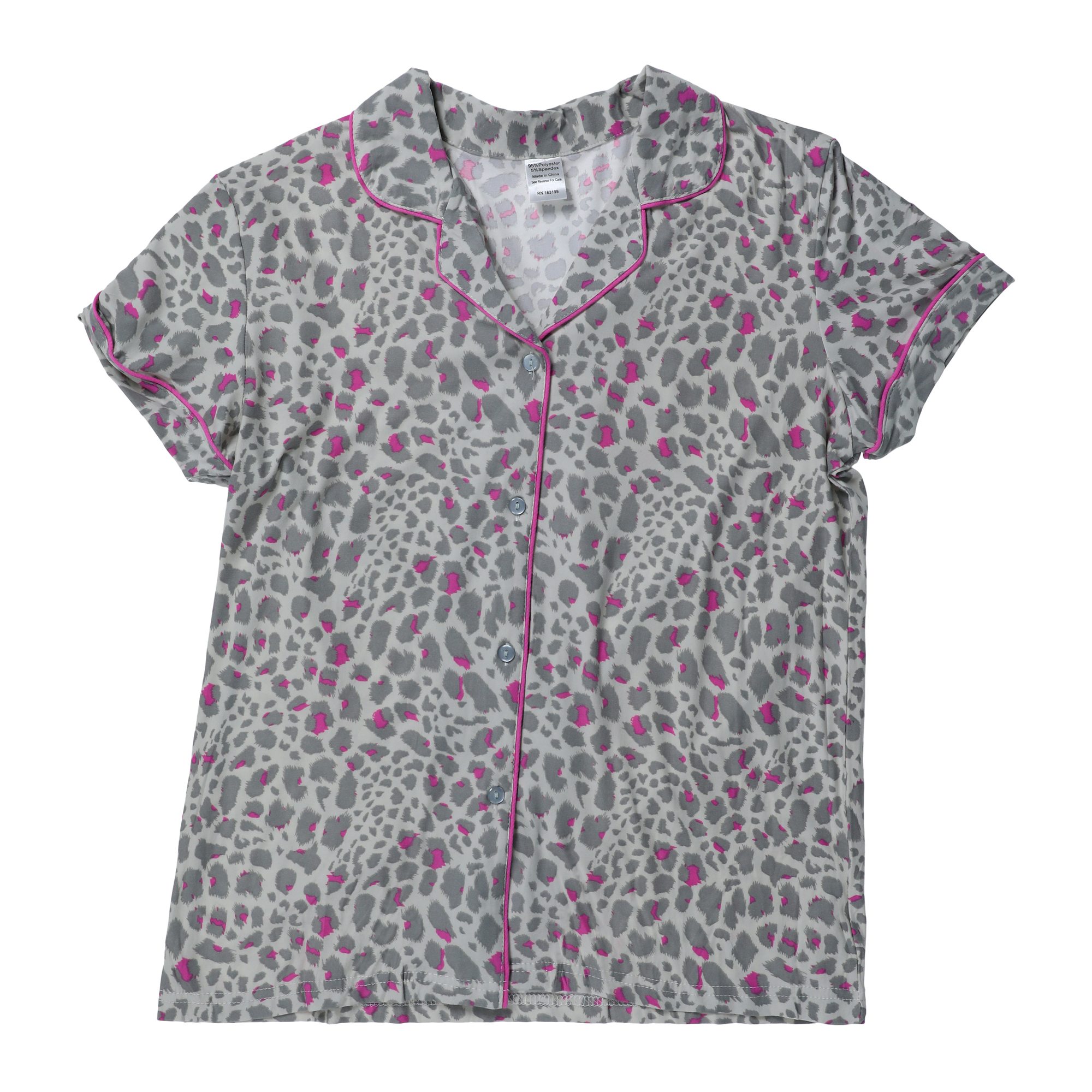 leopard print button-up pajama top