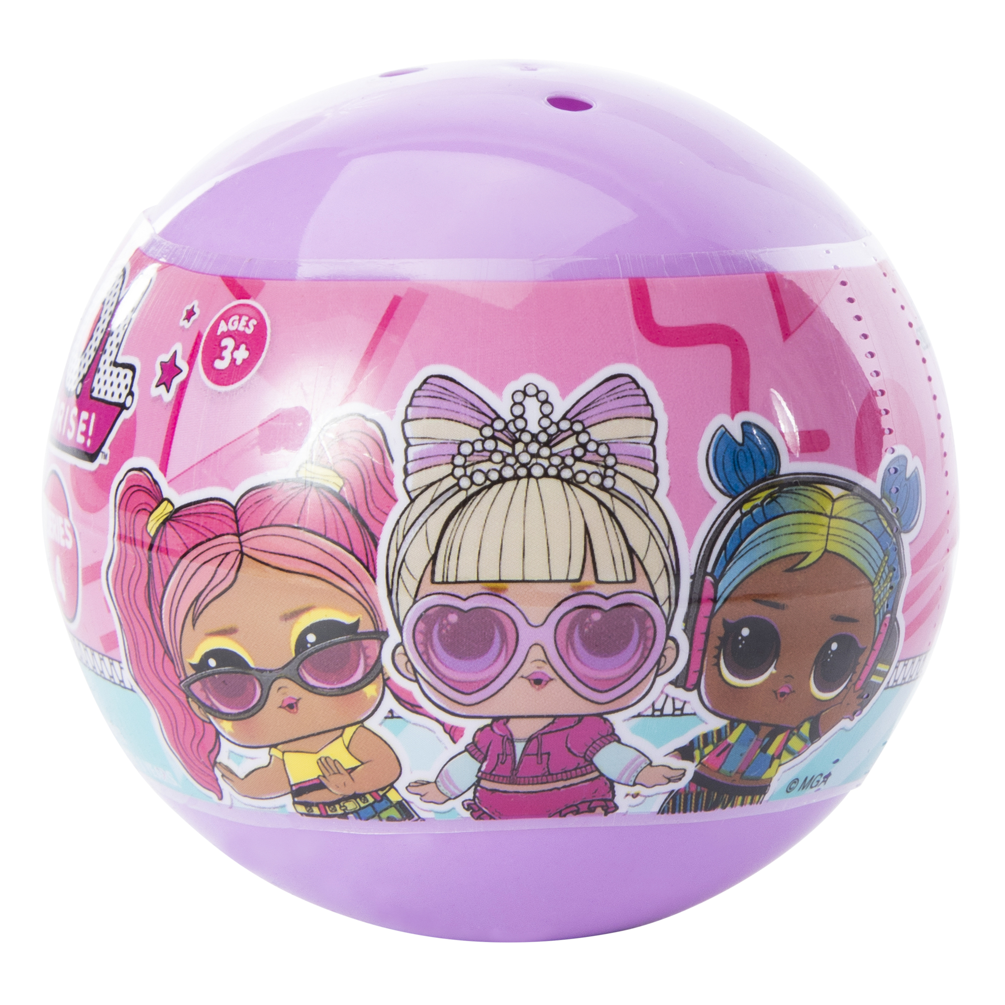 give yourself a doll-ightful makeover with this l.o.l. surprise! accessories blind bag ball. mystery accessories await you inside!