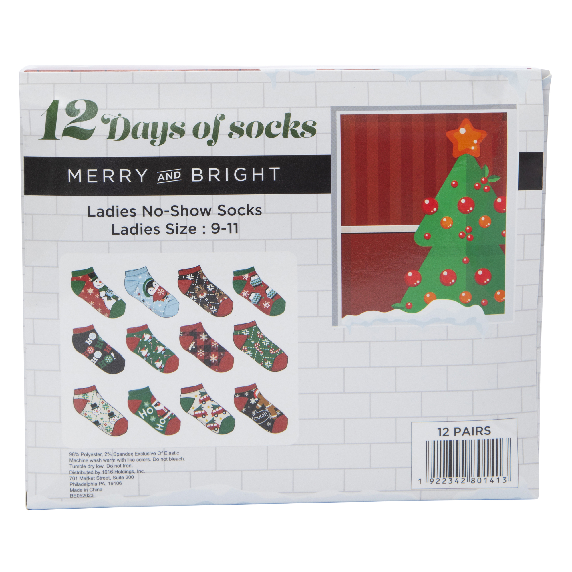 12 Days Of Ladies No-Show Socks Advent Calendar - Nutcracker