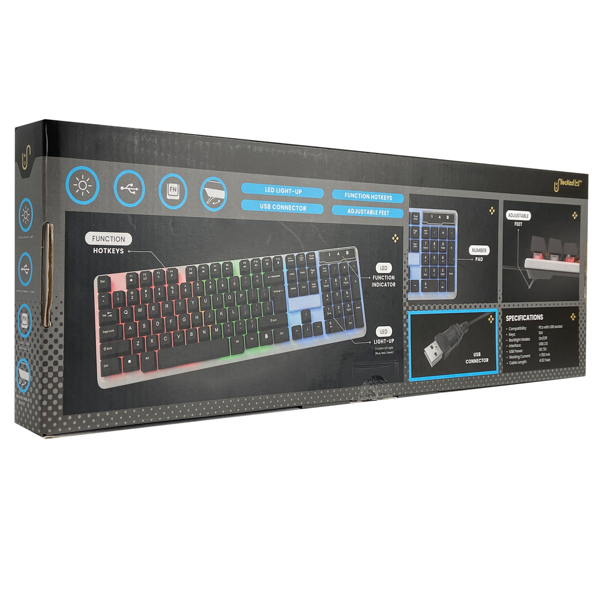 unlocked lvl™ wired LED gaming keyboard