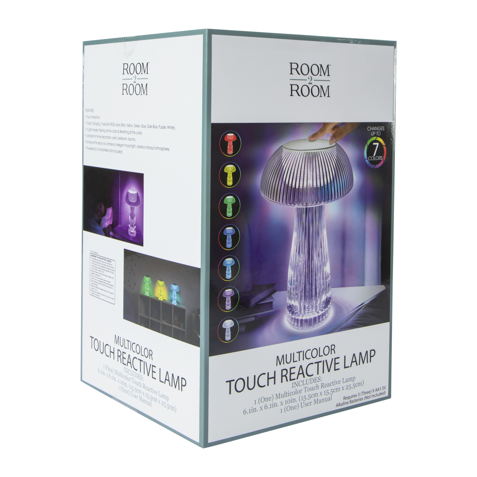 multicolor touch-reactive mushroom lamp 10in