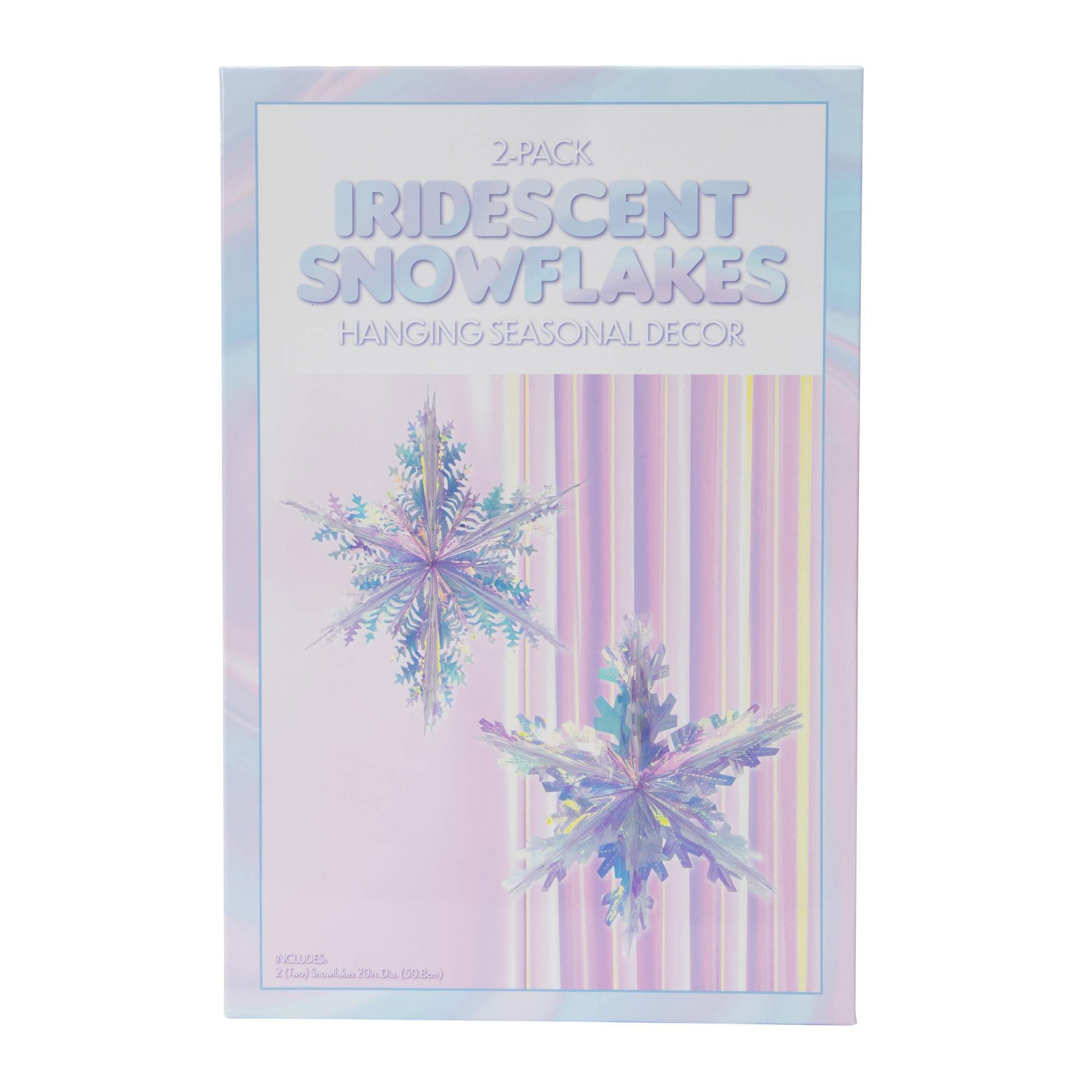 20in hanging iridescent snowflakes 2-count