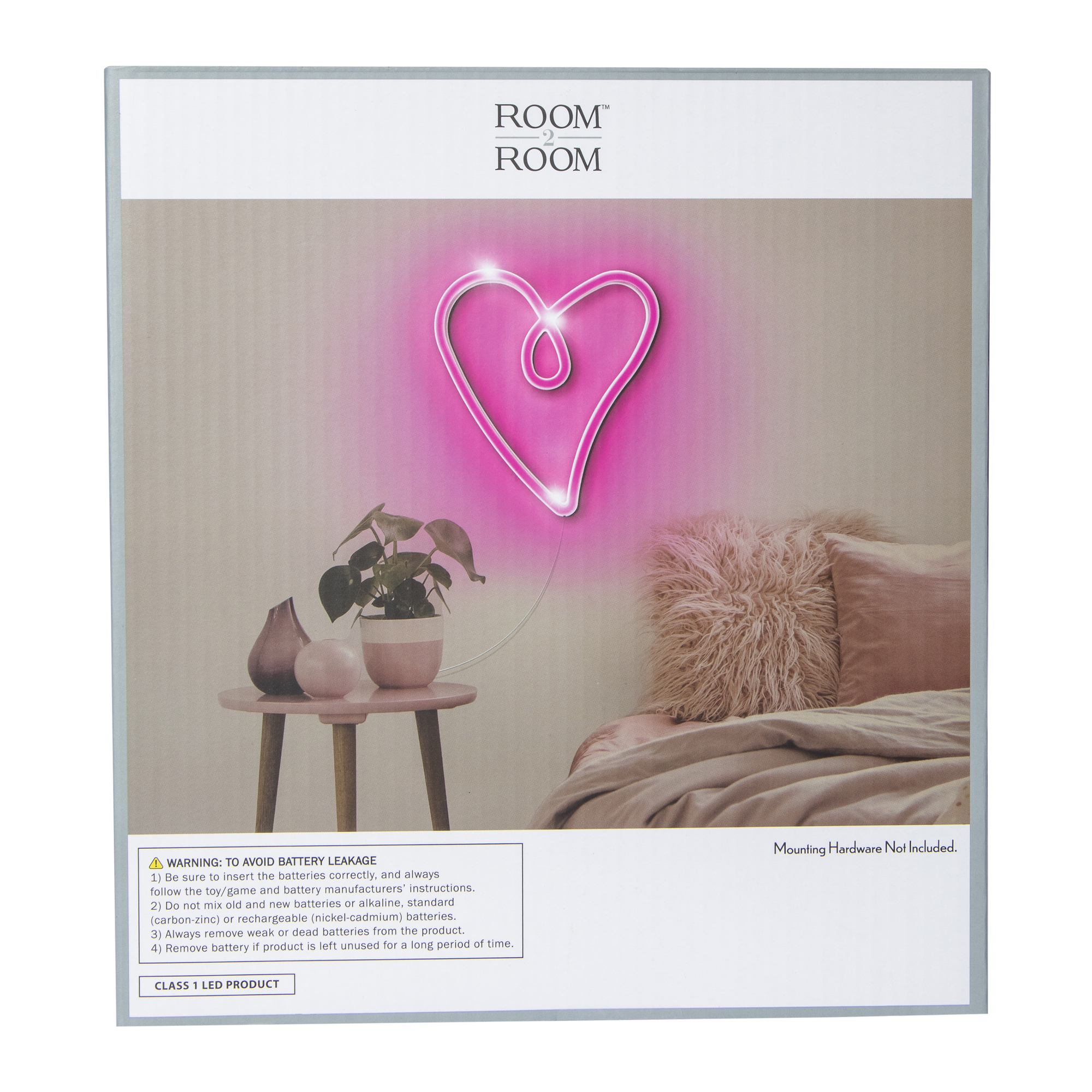 heart LED wall light 7.9in x 8.7in