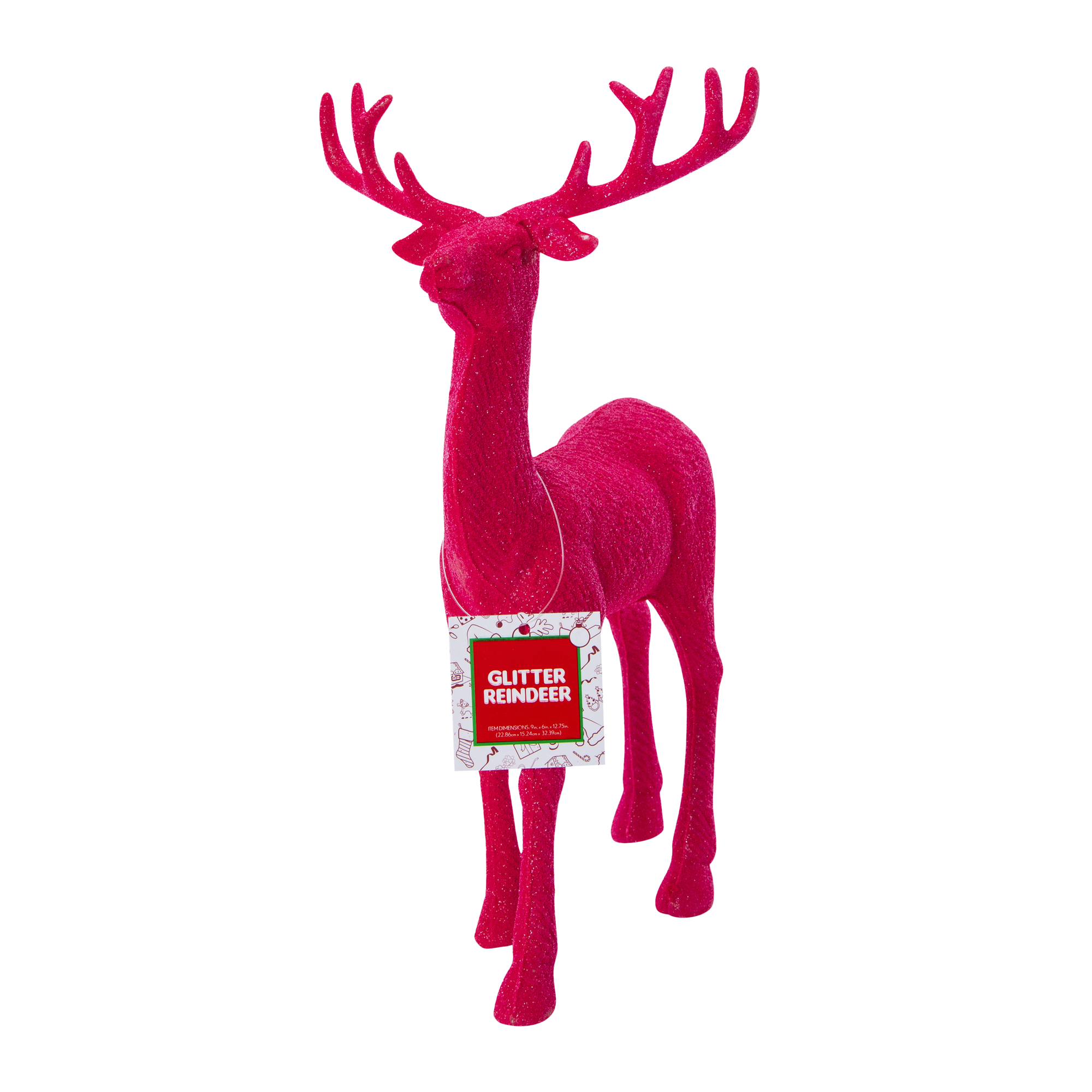 holiday glitter reindeer decor figure 12.8in