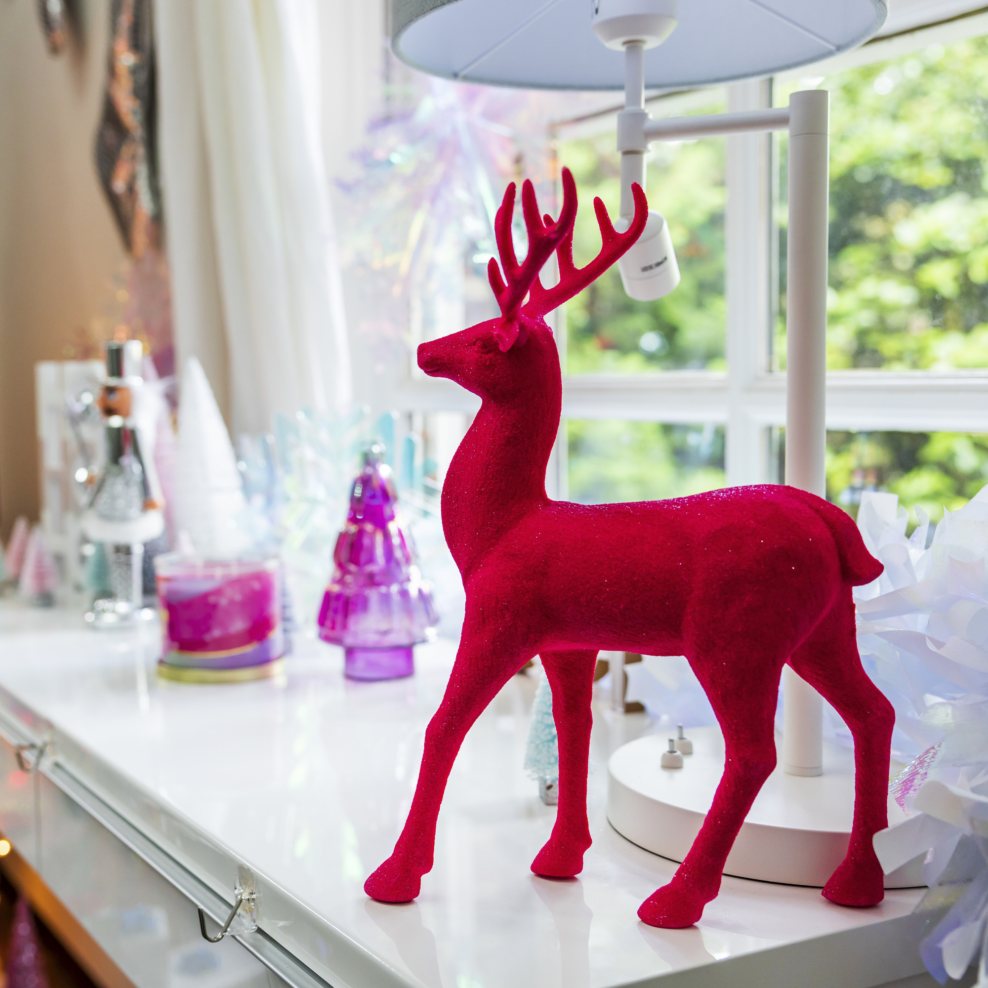 Holiday Glitter Reindeer Decor 12.8in