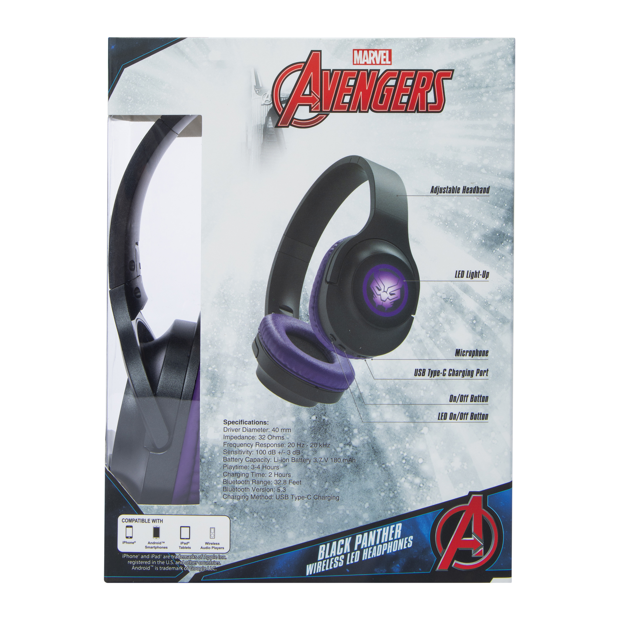 Avengers Bluetooth® Wireless LED Headphones with Mic | Five Below